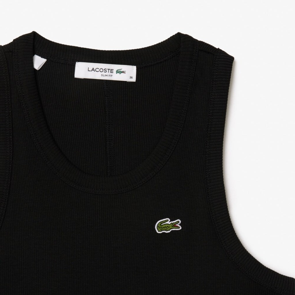 LACOSTE SLIM FIT COTTON TANK TOP en color NEGRO  (4)