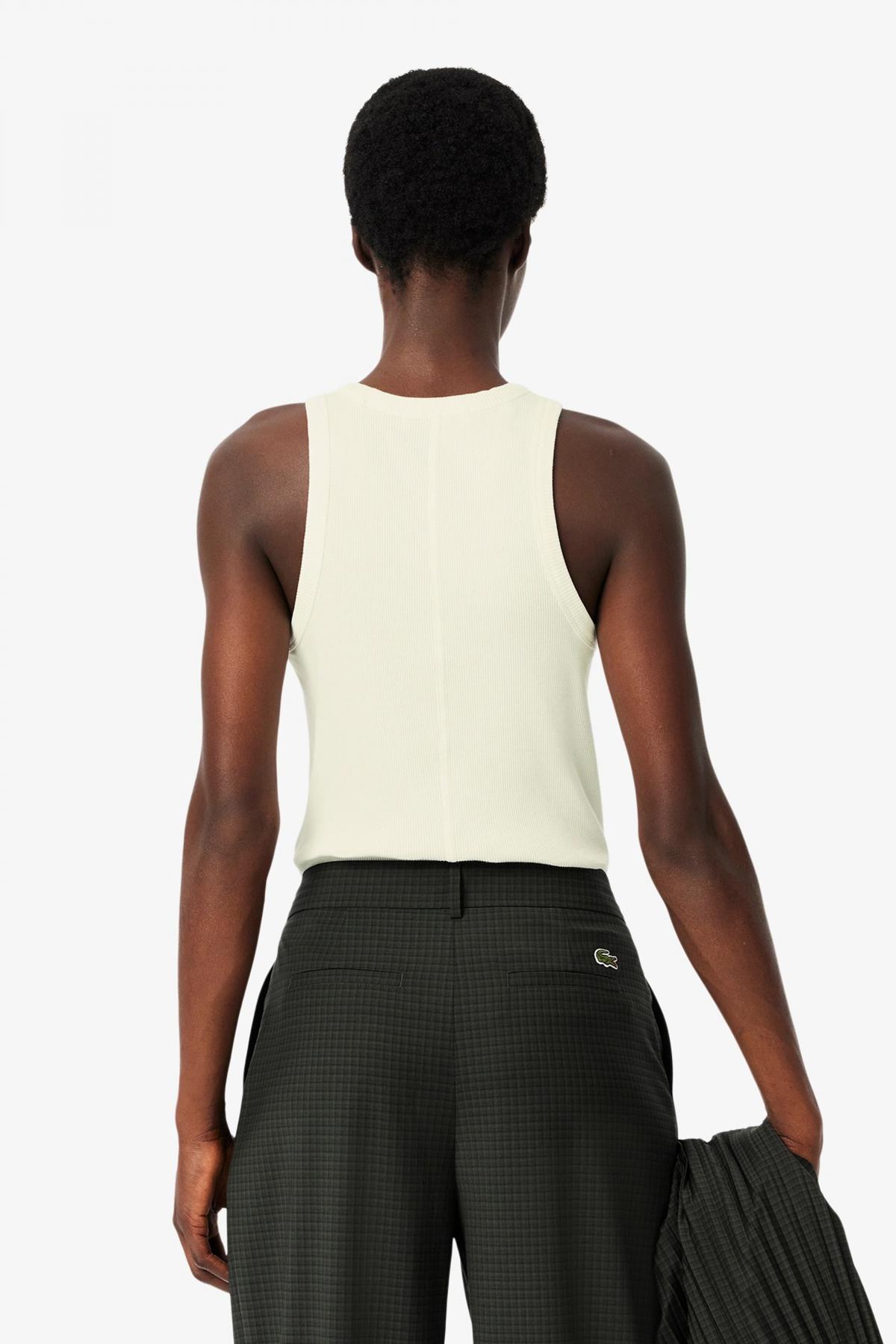 LACOSTE SLIM FIT COTTON TANK TOP en color BLANCO  (3)