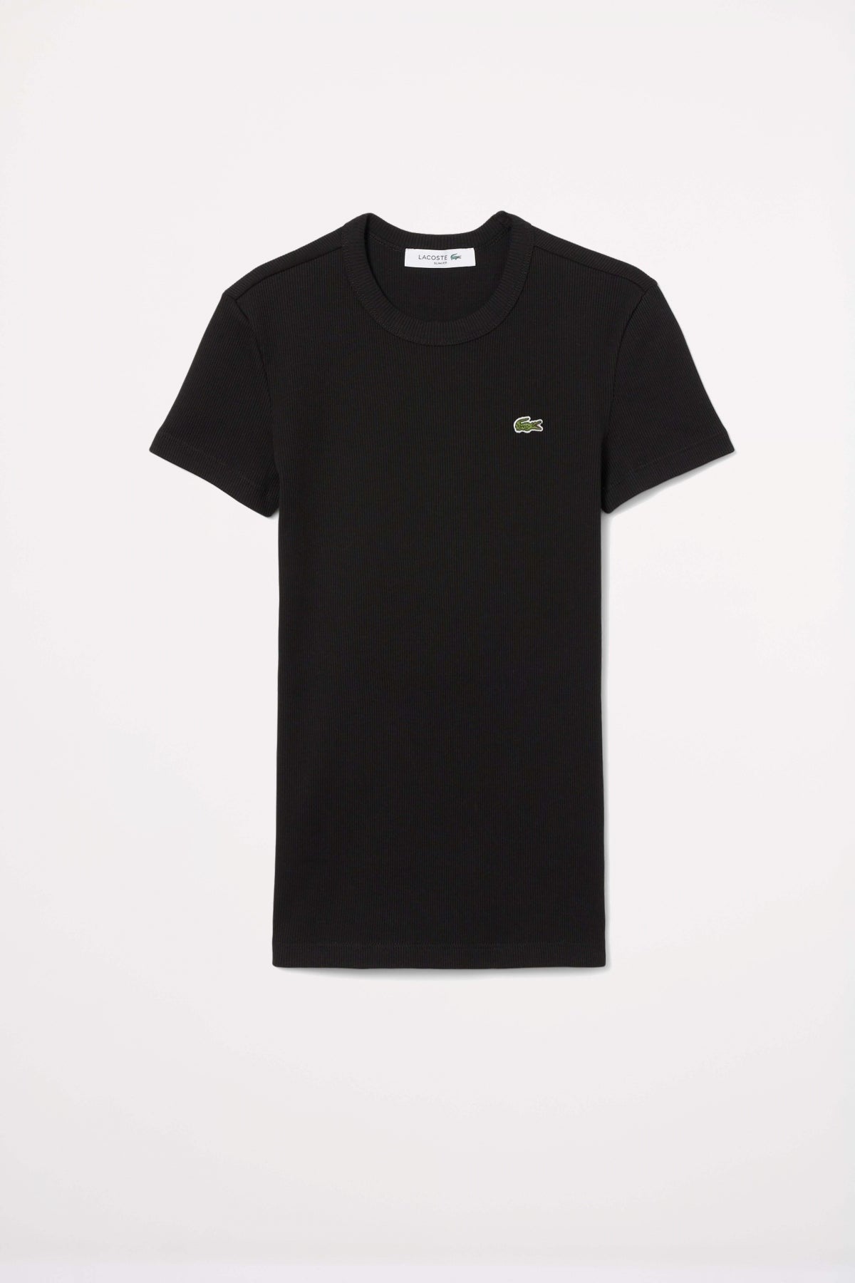 LACOSTE SLIM FIT RIBBED COTTON T-SHIRT en color NEGRO  (2)