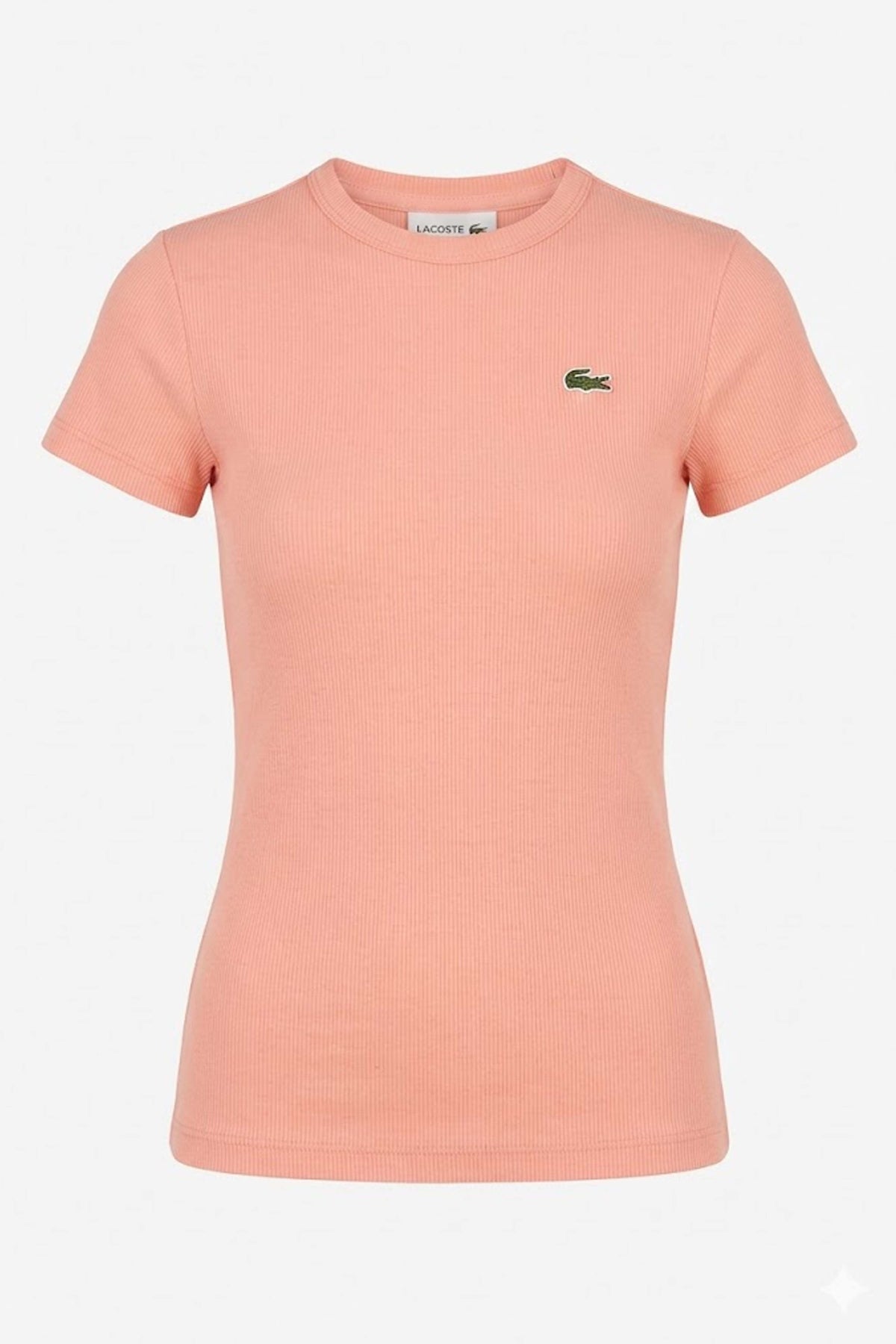 LACOSTE SLIM FIT RIBBED COTTON T-SHIRT en color ROSA  (3)