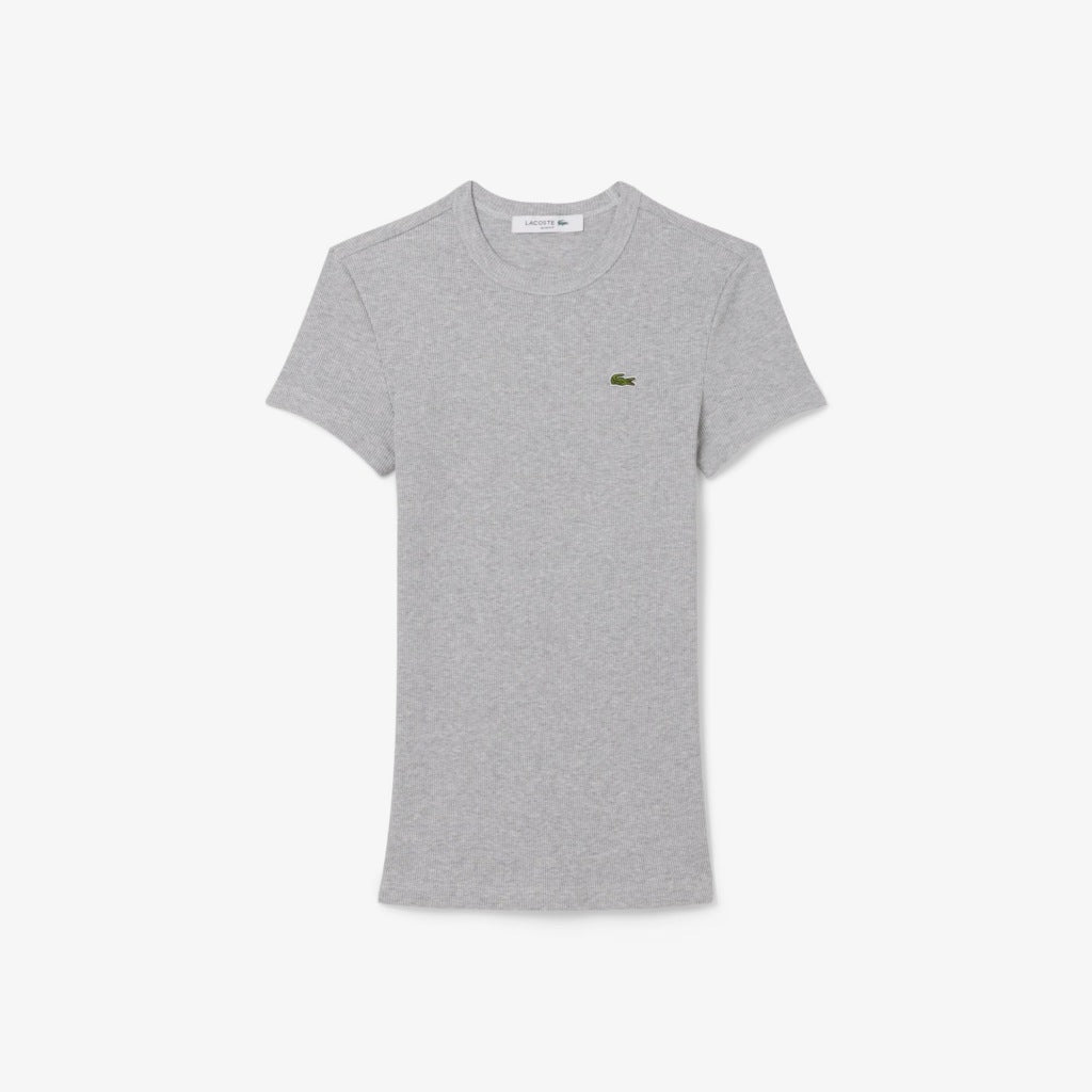 LACOSTE SLIM FIT RIBBED COTTON T-SHIRT en color GRIS  (3)