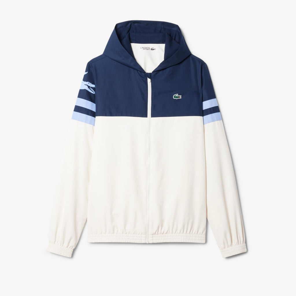 LACOSTE TENNIS WATER-REPELLENT HOODED JACKET en color AZUL  (4)