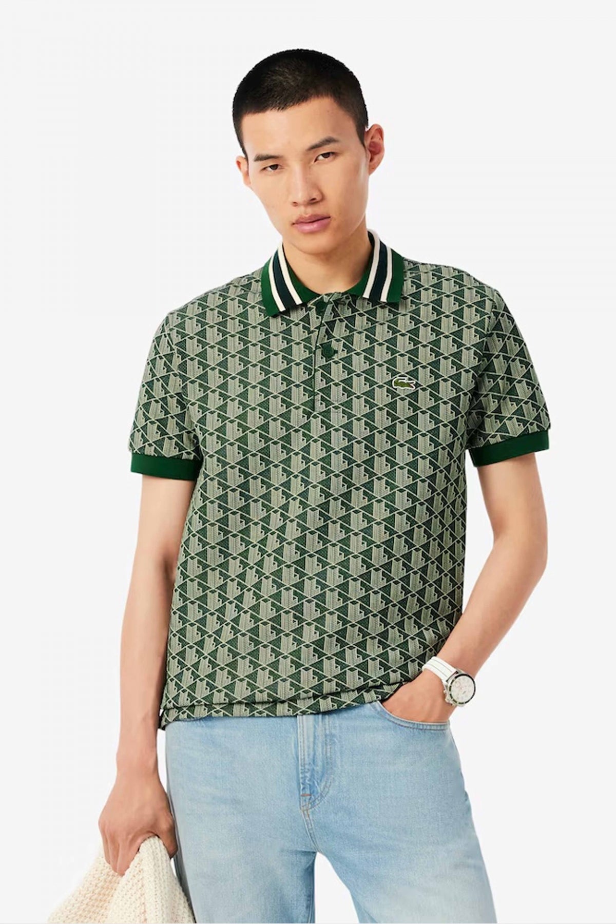 LACOSTE CLASSIC FIT MONOGRAM POLO en color VERDE  (1)