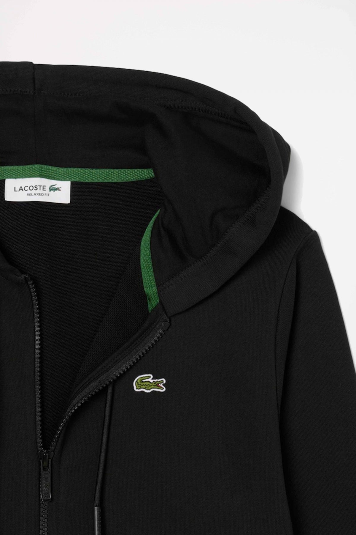 LACOSTE ZIPPED FLEECE HOODIE en color NEGRO  (2)