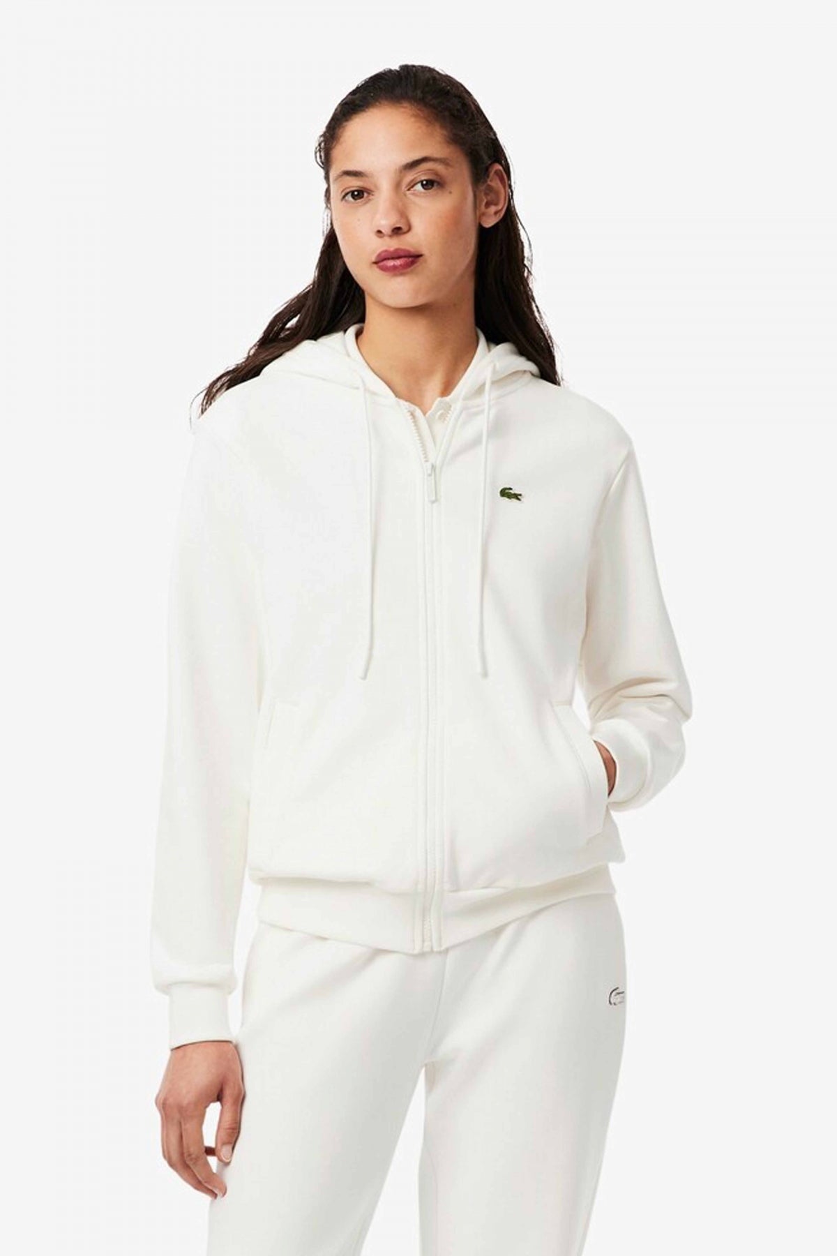 LACOSTE ZIPPED FLEECE HOODIE en color BLANCO  (1)
