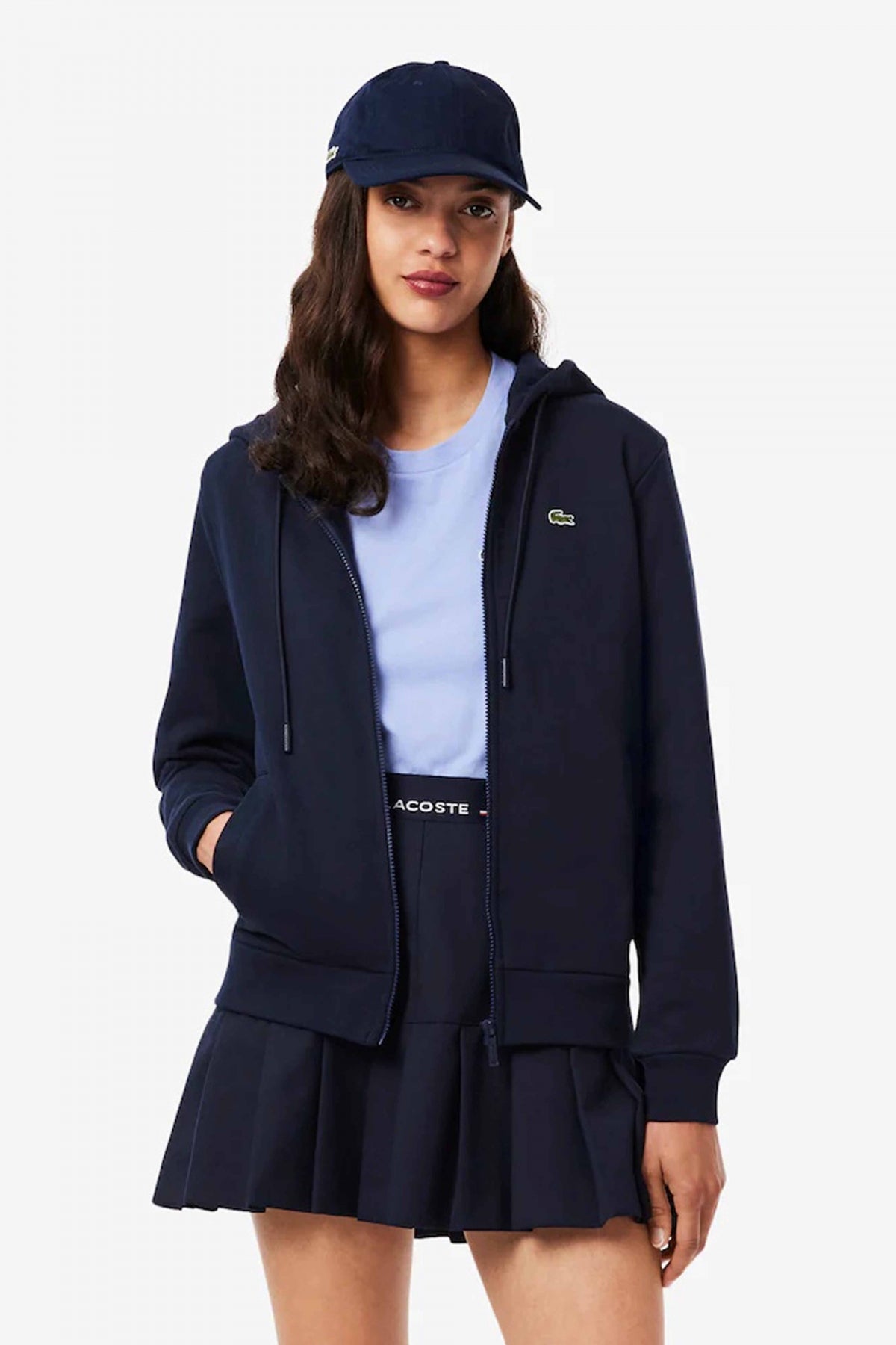 LACOSTE ZIPPED FLEECE HOODIE en color AZUL  (1)