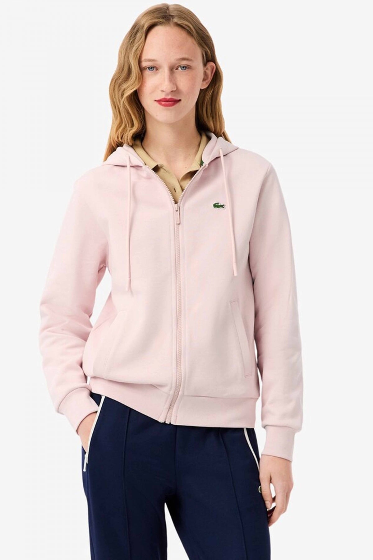 LACOSTE ZIPPED FLEECE HOODIE en color ROSA  (1)