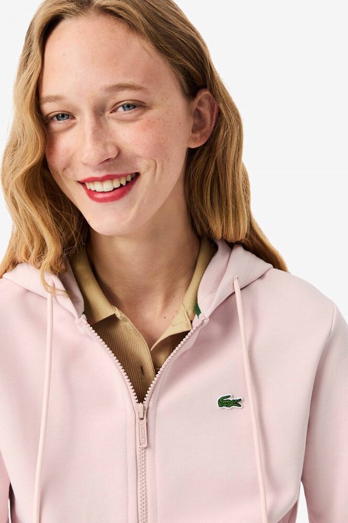 LACOSTE ZIPPED FLEECE HOODIE en color ROSA  (4)