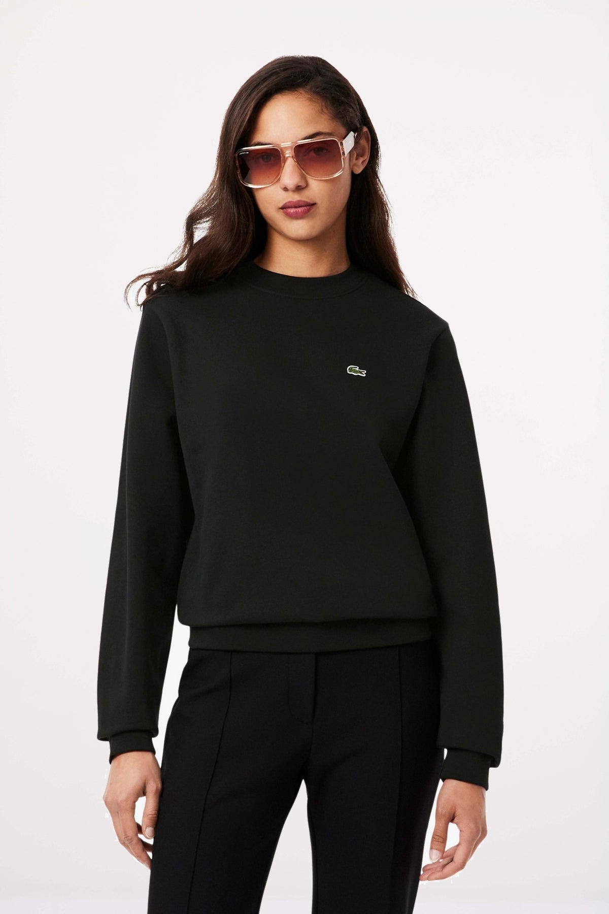 LACOSTE RELAXED FIT FLEECE CREW NECK en color NEGRO  (1)