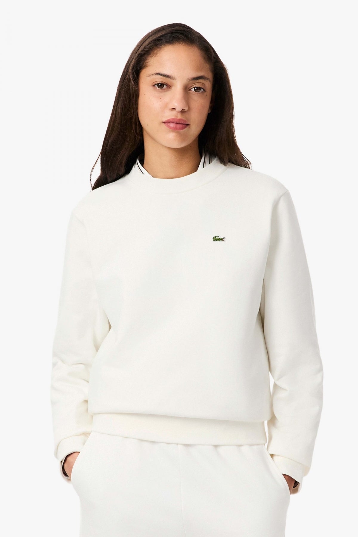 LACOSTE RELAXED FIT FLEECE CREW NECK en color BLANCO  (1)