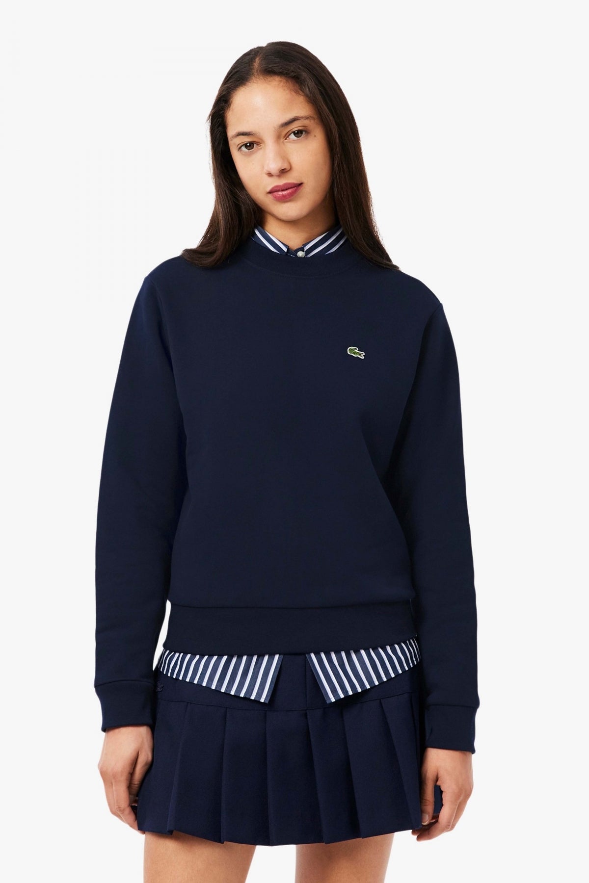 LACOSTE RELAXED FIT FLEECE CREW NECK en color AZUL  (1)