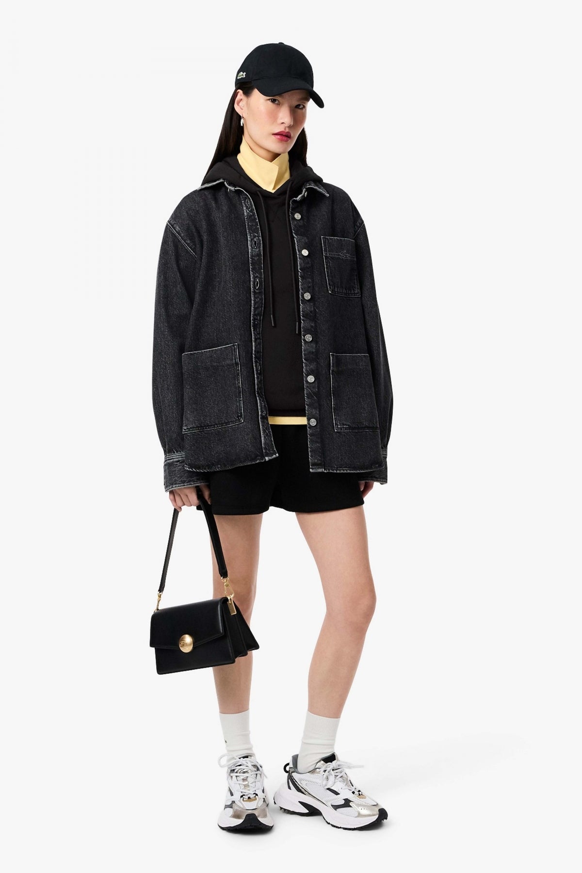 LACOSTE OVERSIZED FLEECE HOODIE en color NEGRO  (4)
