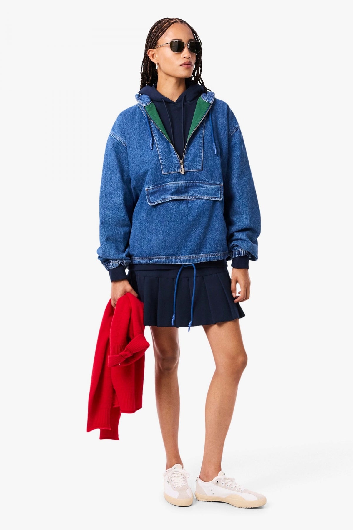 LACOSTE OVERSIZED FLEECE HOODIE en color AZUL  (4)