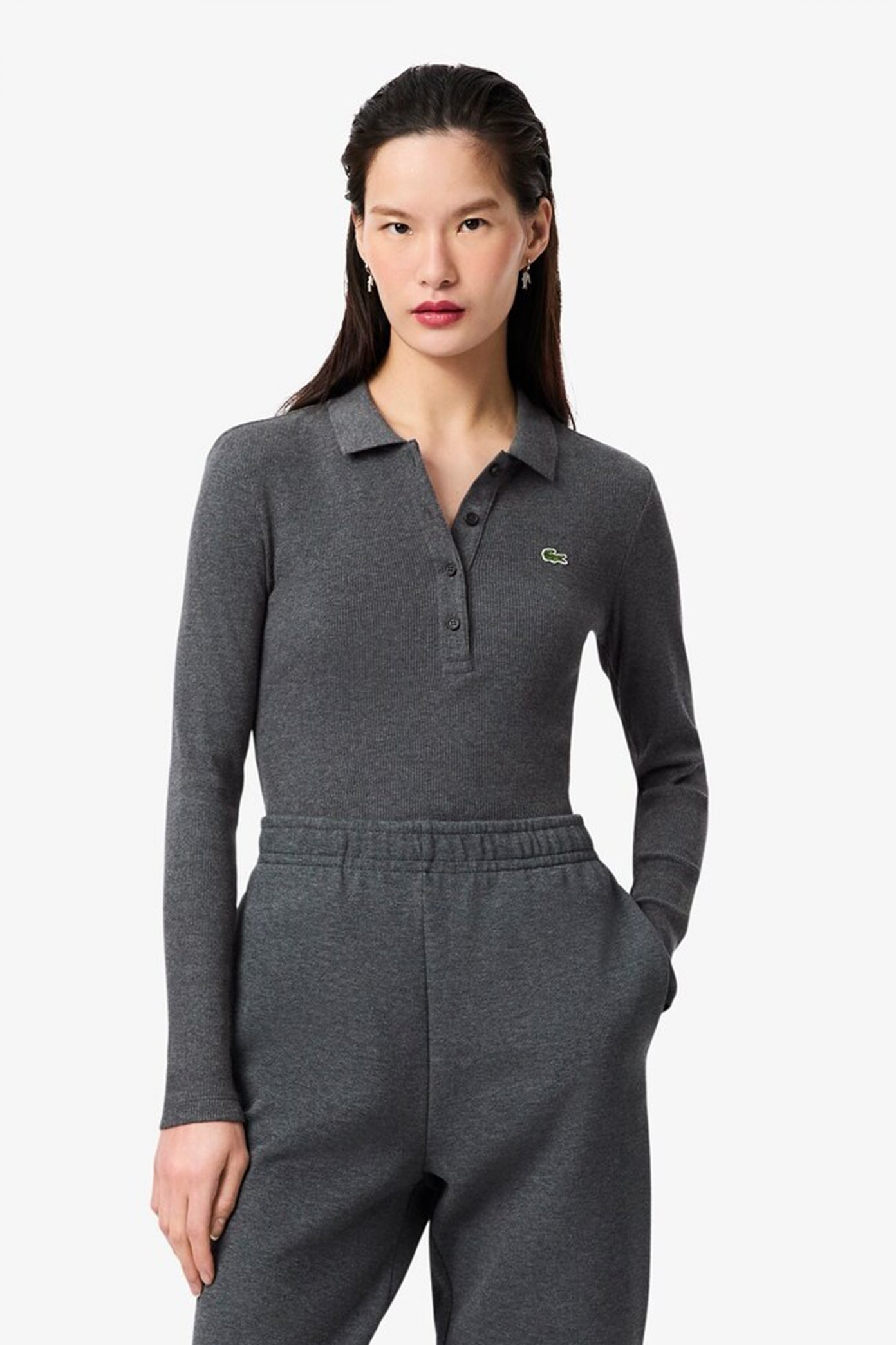 LACOSTE  RIBBED COLLAR SHIRT  en color GRIS  (1)