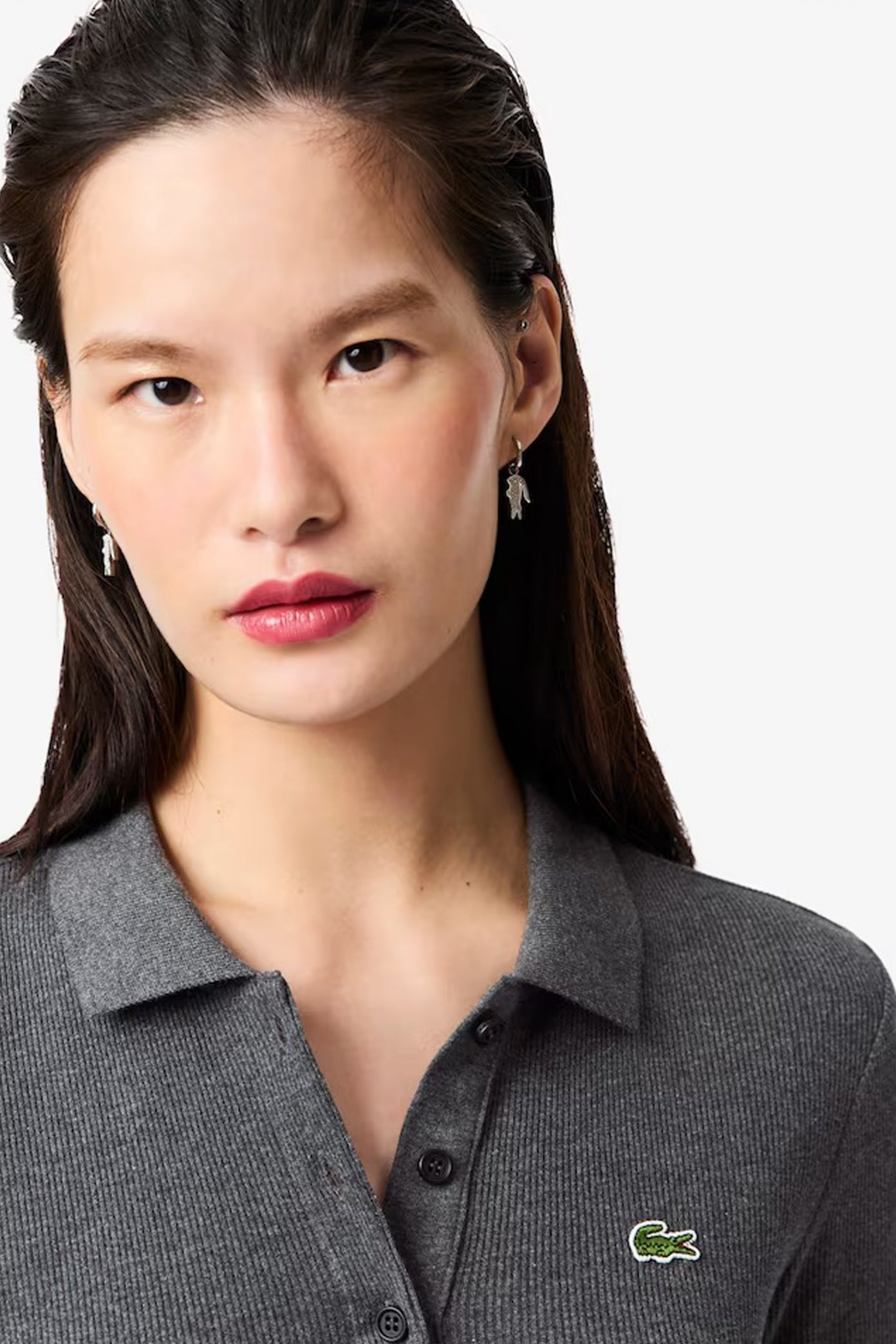 LACOSTE  RIBBED COLLAR SHIRT  en color GRIS  (4)