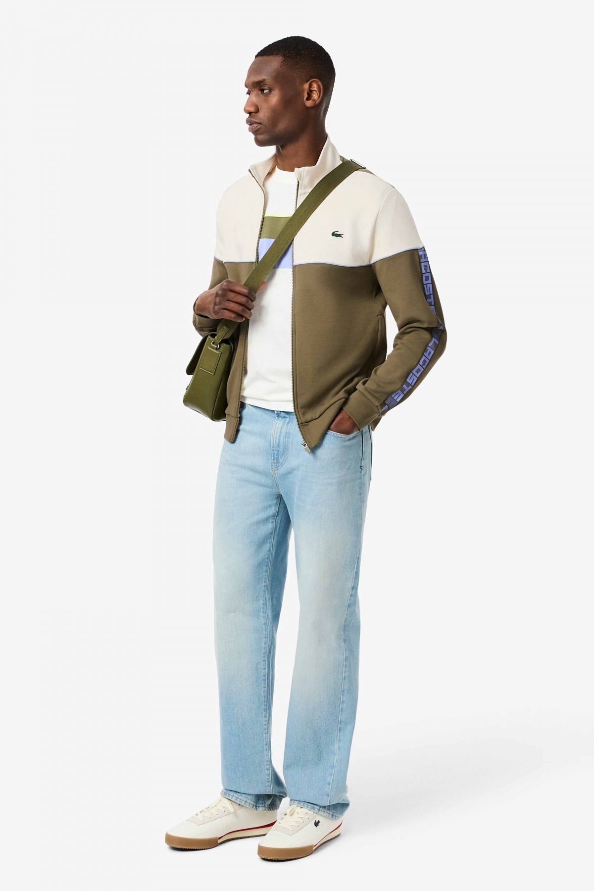 LACOSTE TENNIS ZIP-UP COLORBLOCK SWEATSHIRT en color VERDE  (4)