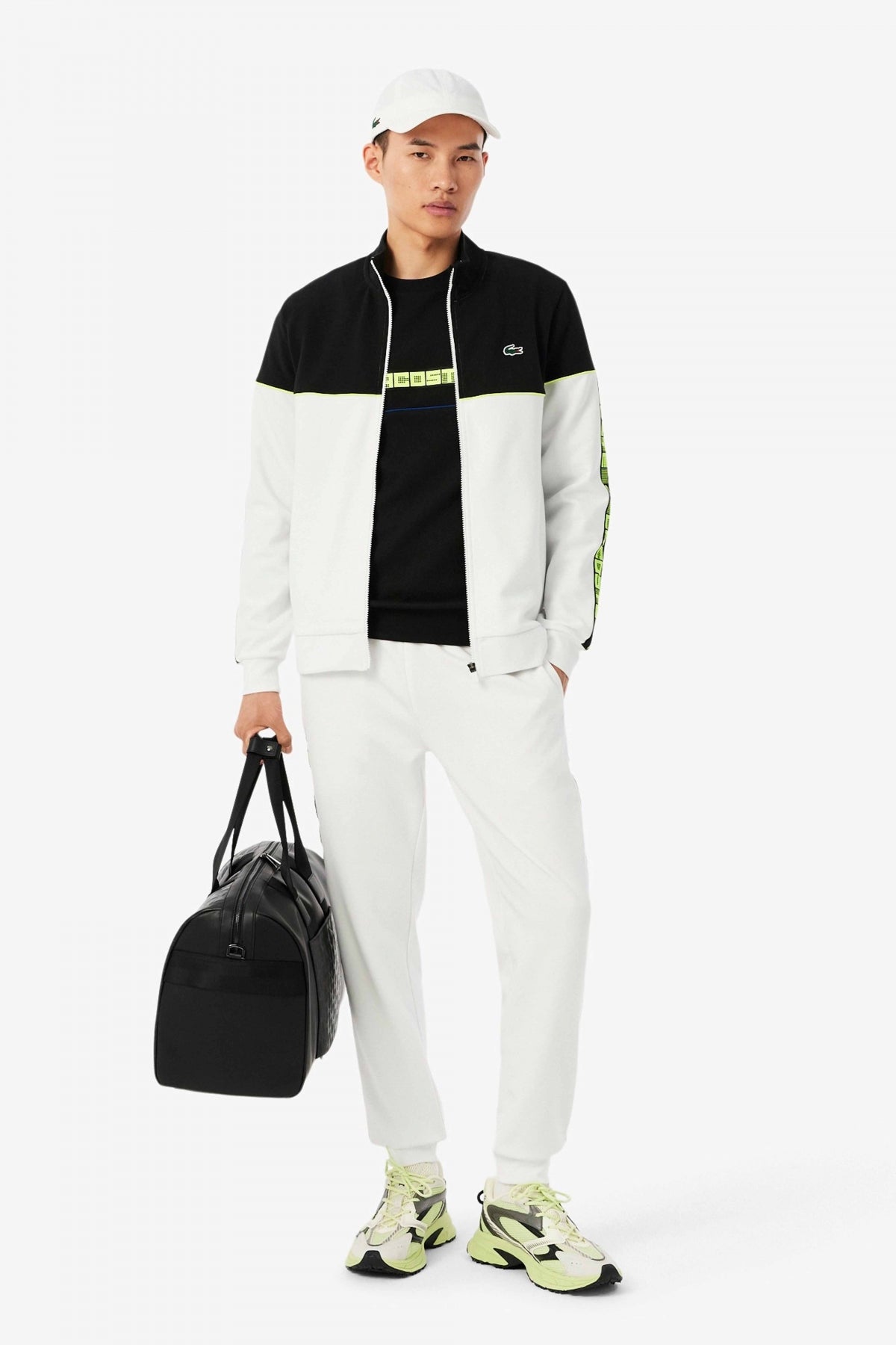 LACOSTE BRANDED STRIPE TENNIS SWEATSHIRT en color NEGRO  (4)
