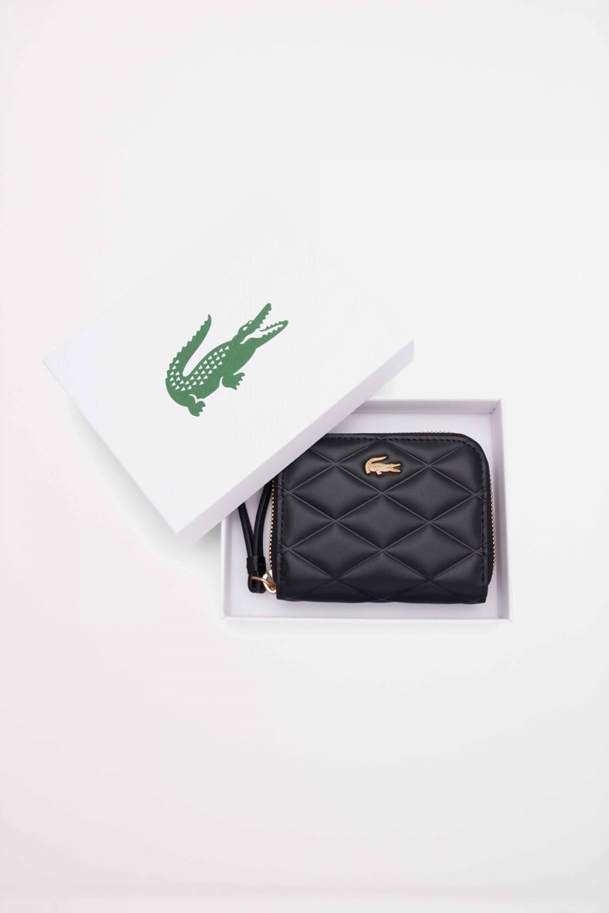 LACOSTE SMALL CROCODELLE LEATHER COIN PURSE en color NEGRO  (4)