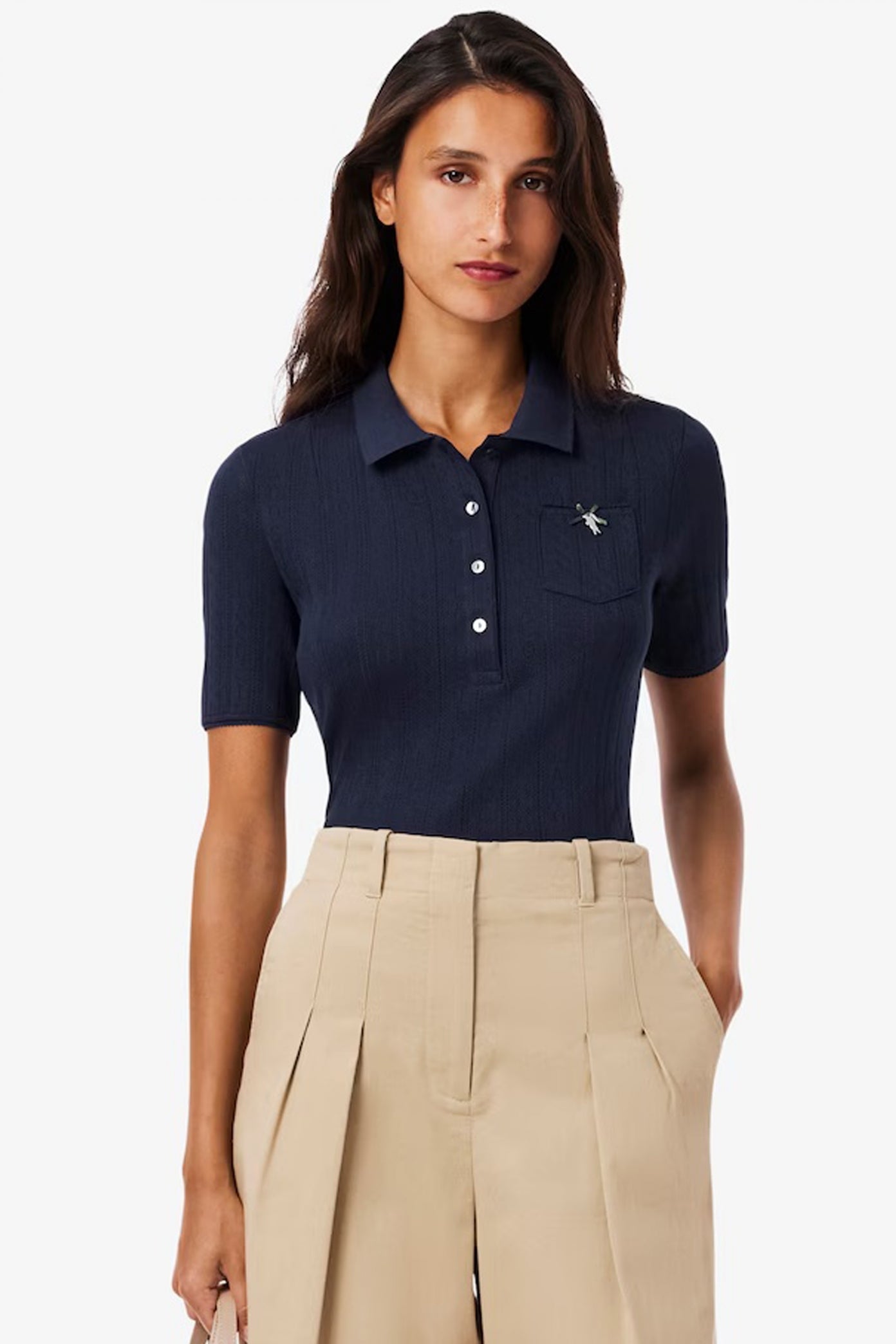 LACOSTE RIBBED COLLAR SHIRT en color AZUL  (1)