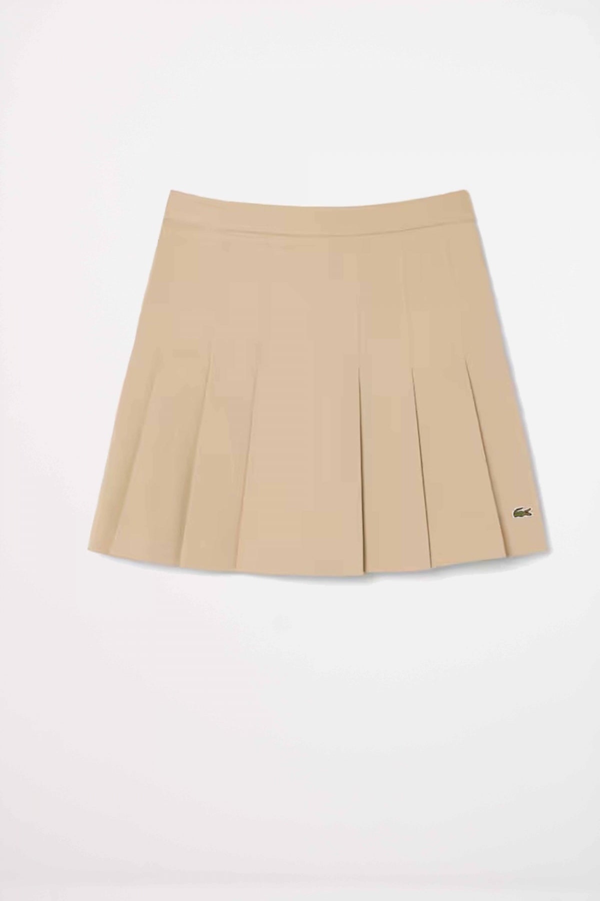 LACOSTE SHORT STRETCH COTTON PLEATED SKIRT en color MARRON CLARO  (2)