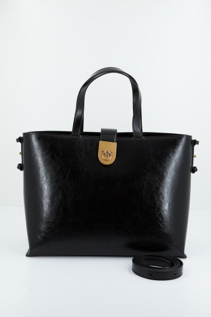 PINKO BRIOCHE SHOPPER VITELLO en color NEGRO  (1)