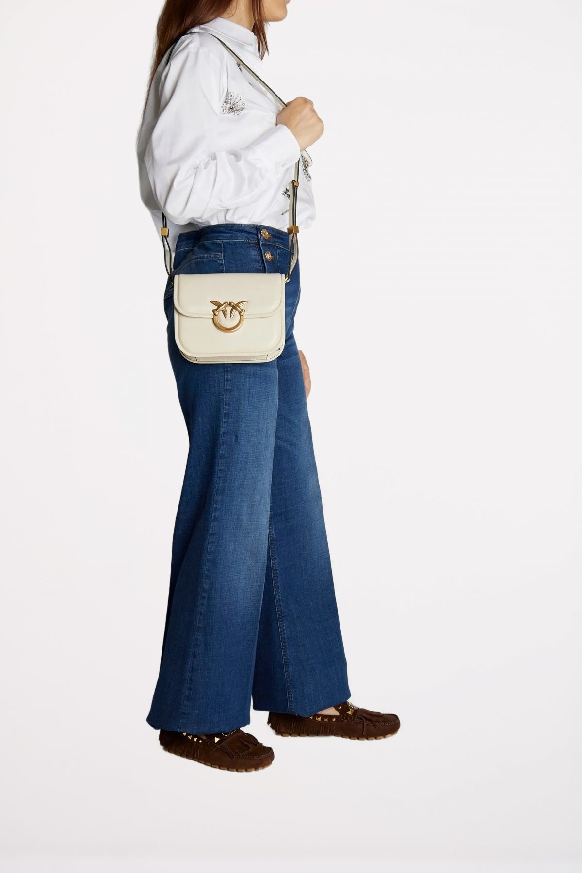 PINKO  LOVE BOX BAG FL M en color BLANCO  (5)