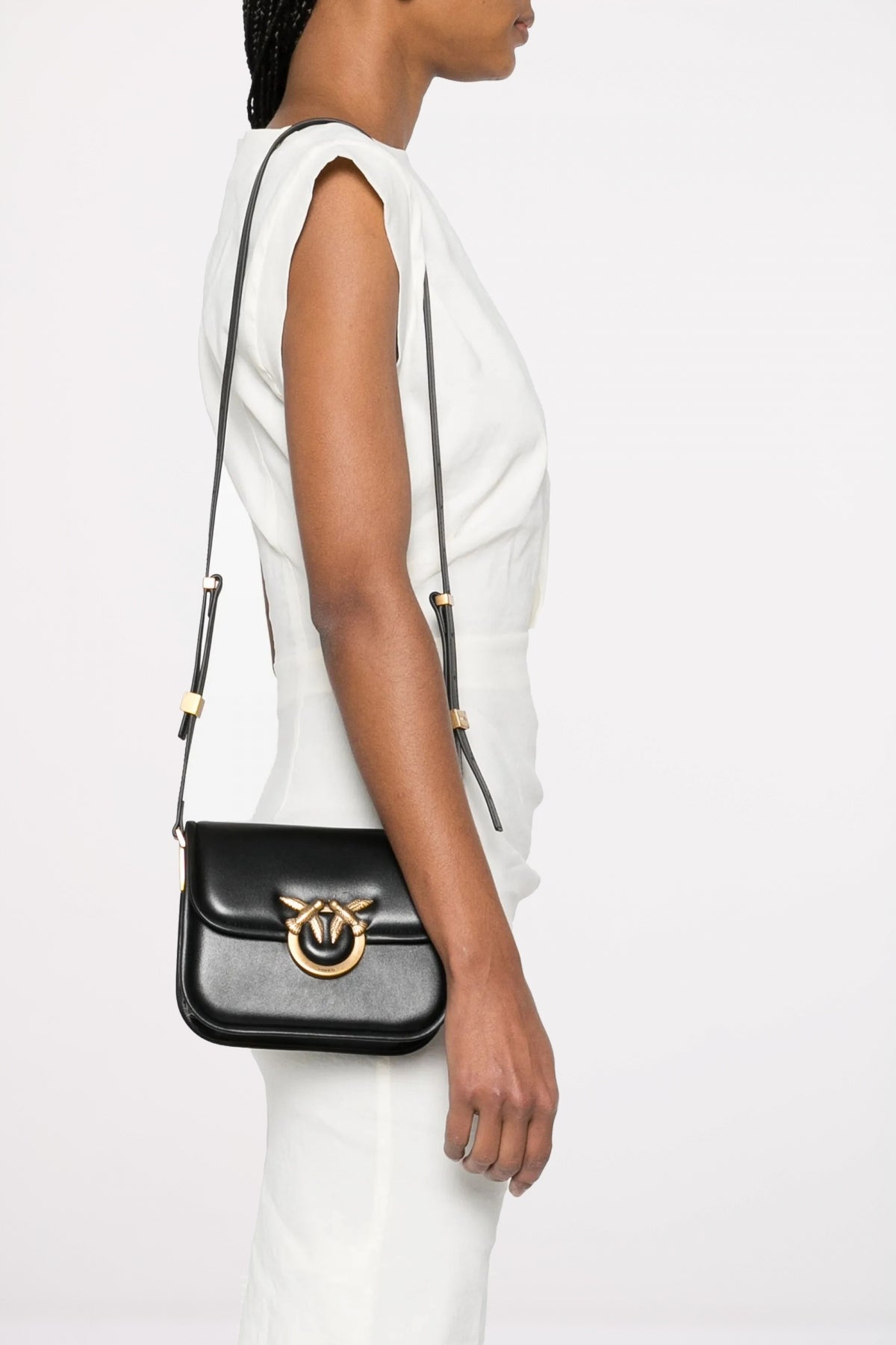PINKO  LOVE BOX BAG FL M en color NEGRO  (5)