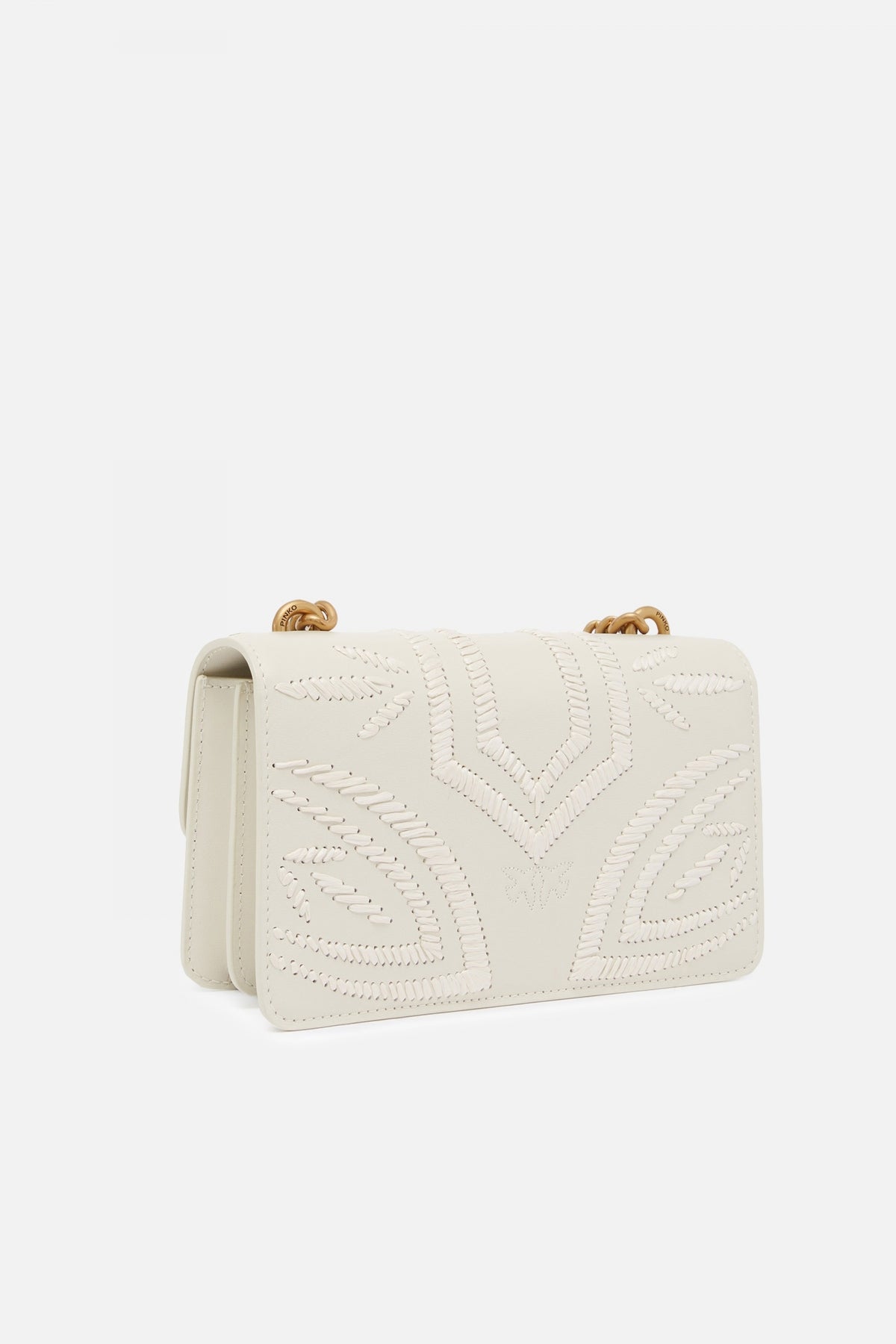 PINKO MINI LOVE BAG SMALL SHOULDER BAG WITH RAFFIA EMBROIDERY en color BLANCO  (2)