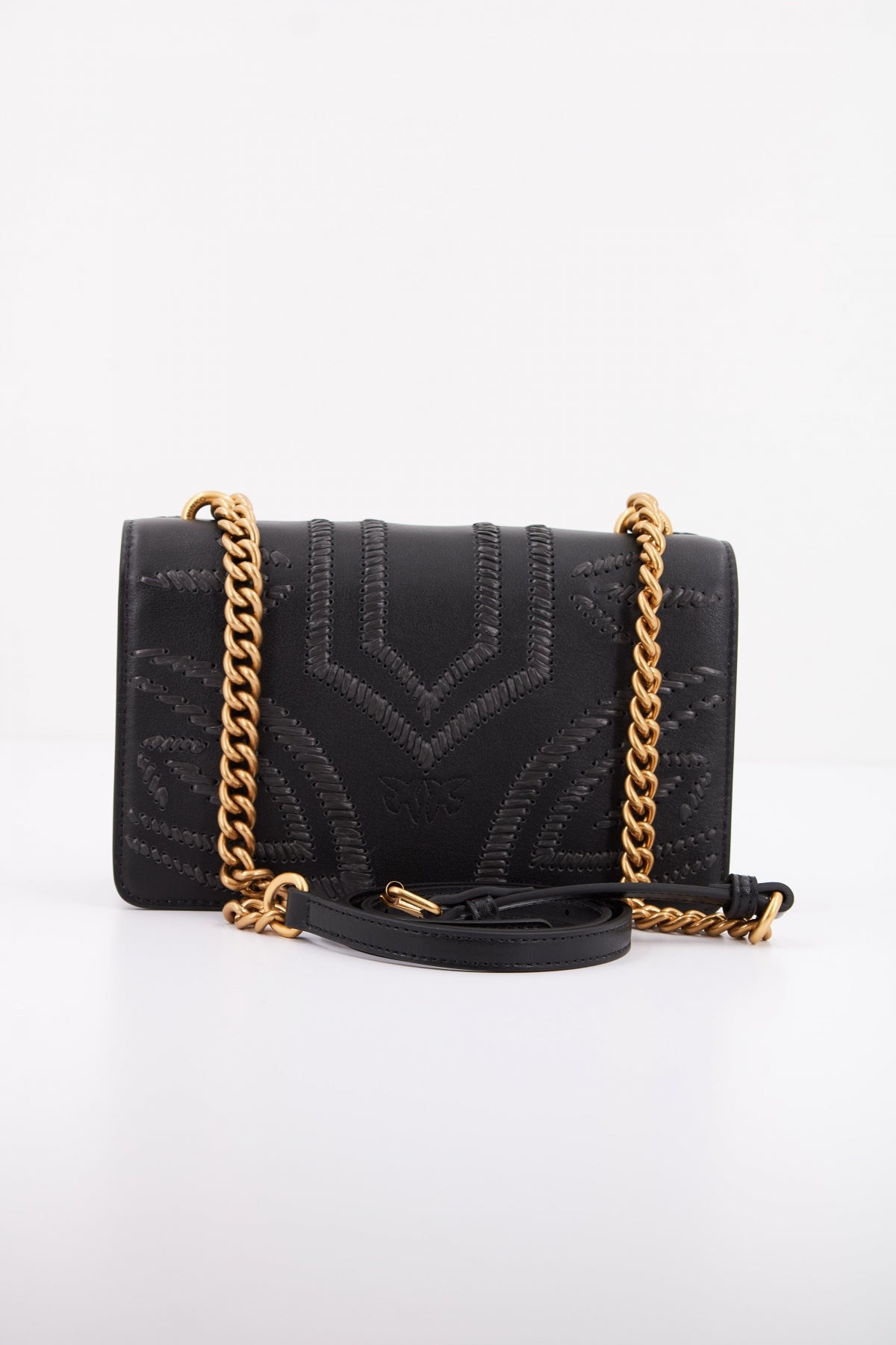 PINKO MINI LOVE BAG SMALL SHOULDER BAG WITH RAFFIA EMBROIDERY en color NEGRO  (3)