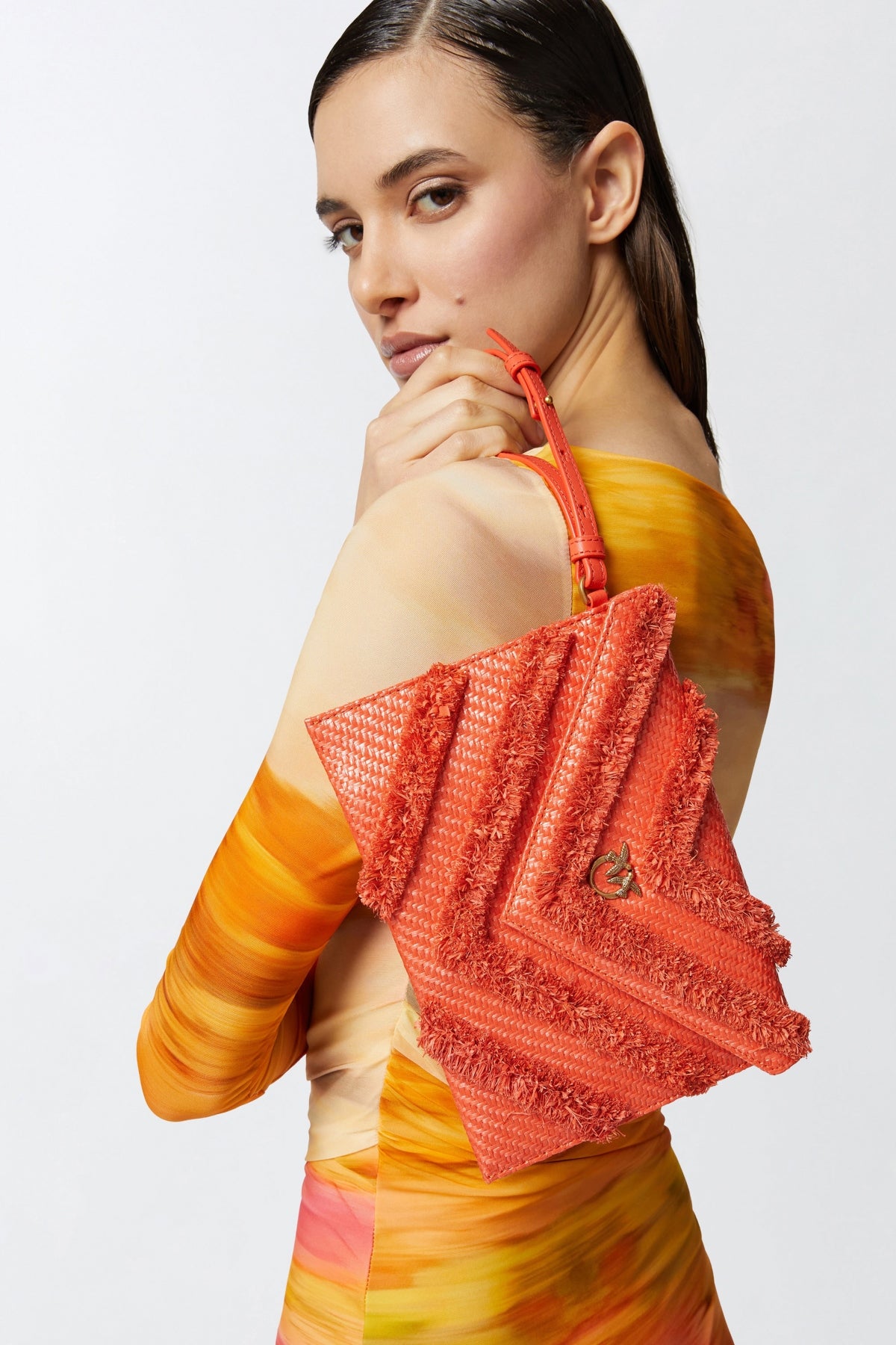 PINKO FLAT PURSE HANDLE en color NARANJA  (4)