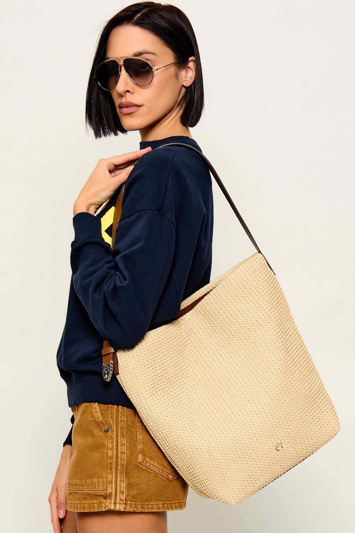 PINKO BUCKET BIG TRITTICO en color BEIS  (1)
