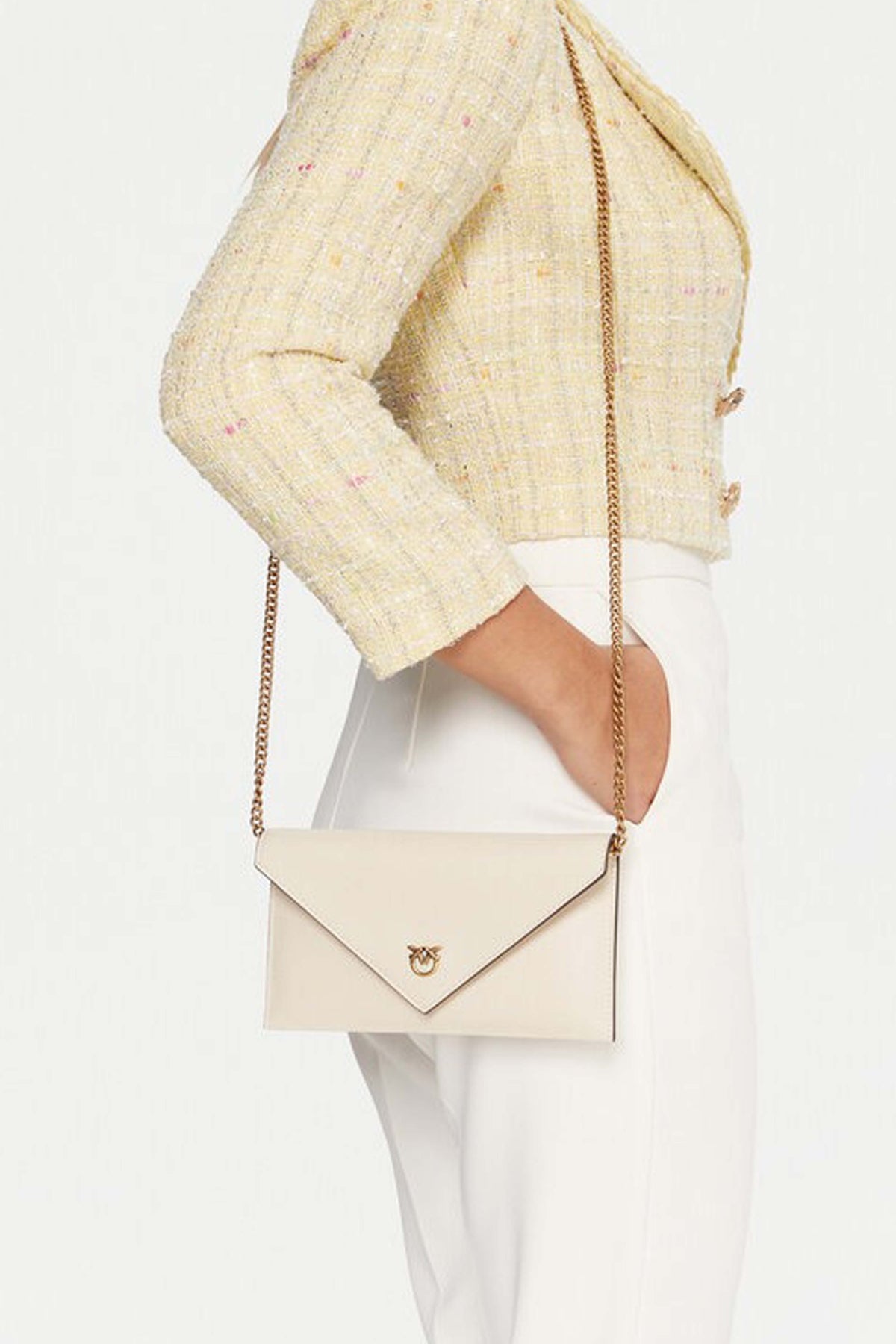 PINKO FLAT PURSE MINI en color BEIS  (1)