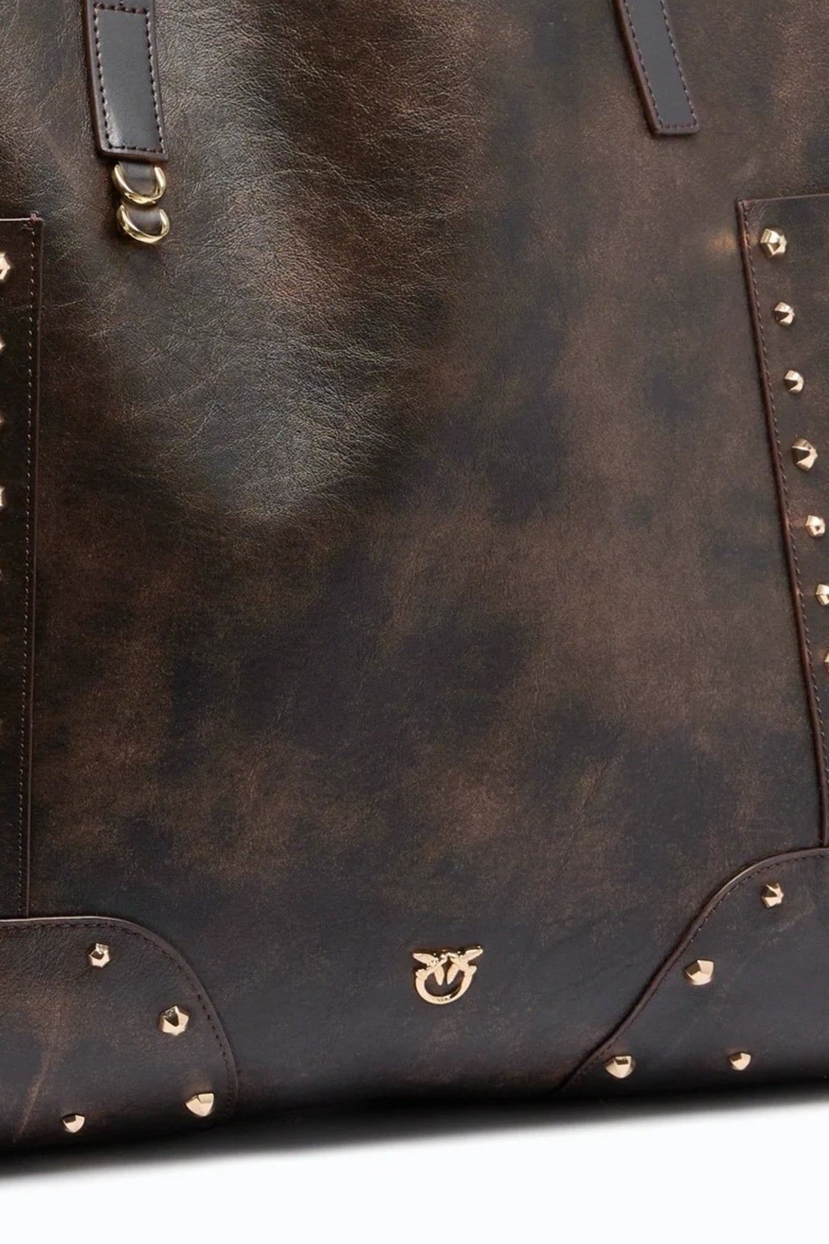PINKO  AMA TOTE BAG STUDS PATCH CL en color MARRON  (4)