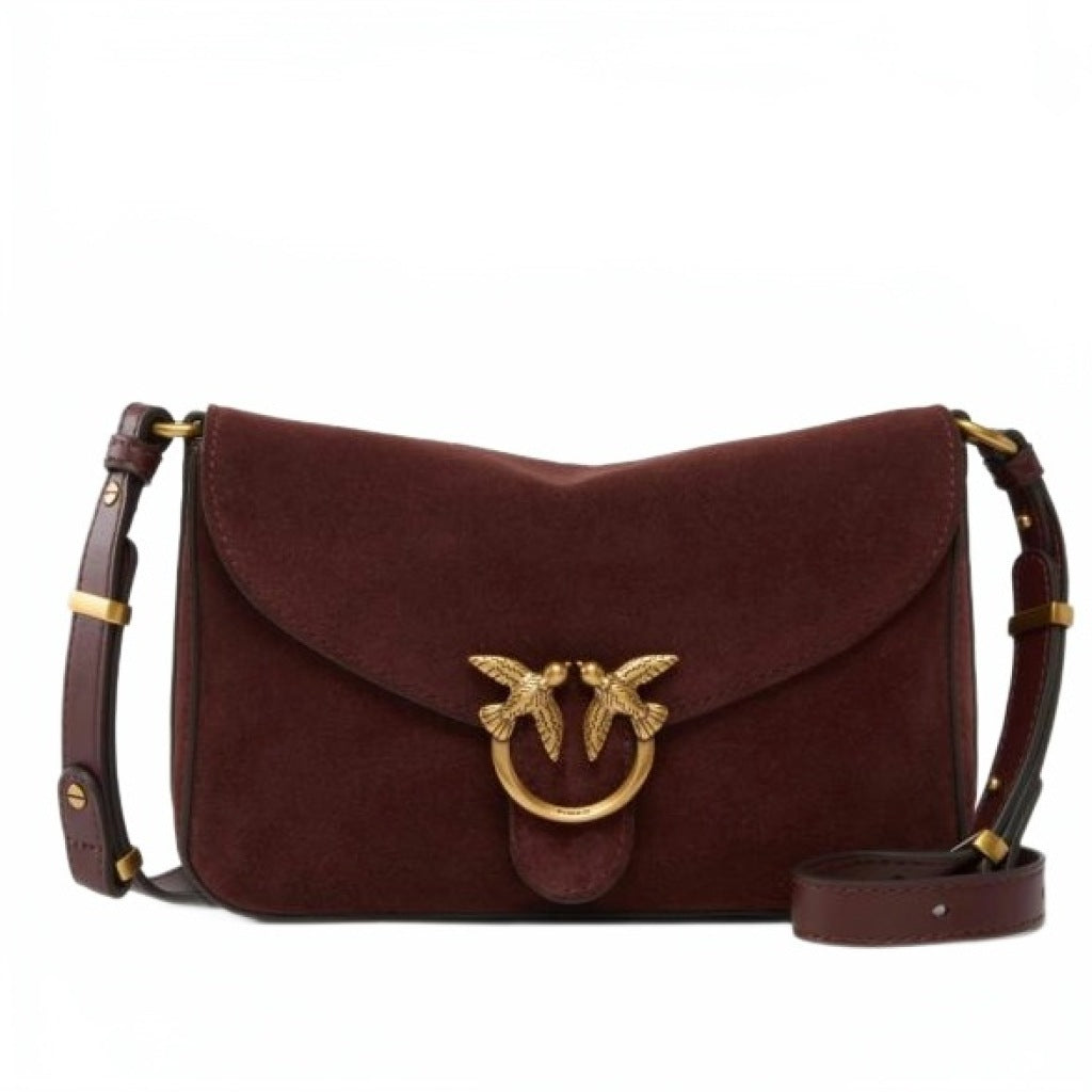 PINKO  AF LOVE SATCHEL MINI SUEDE en color BURDEOS  (4)