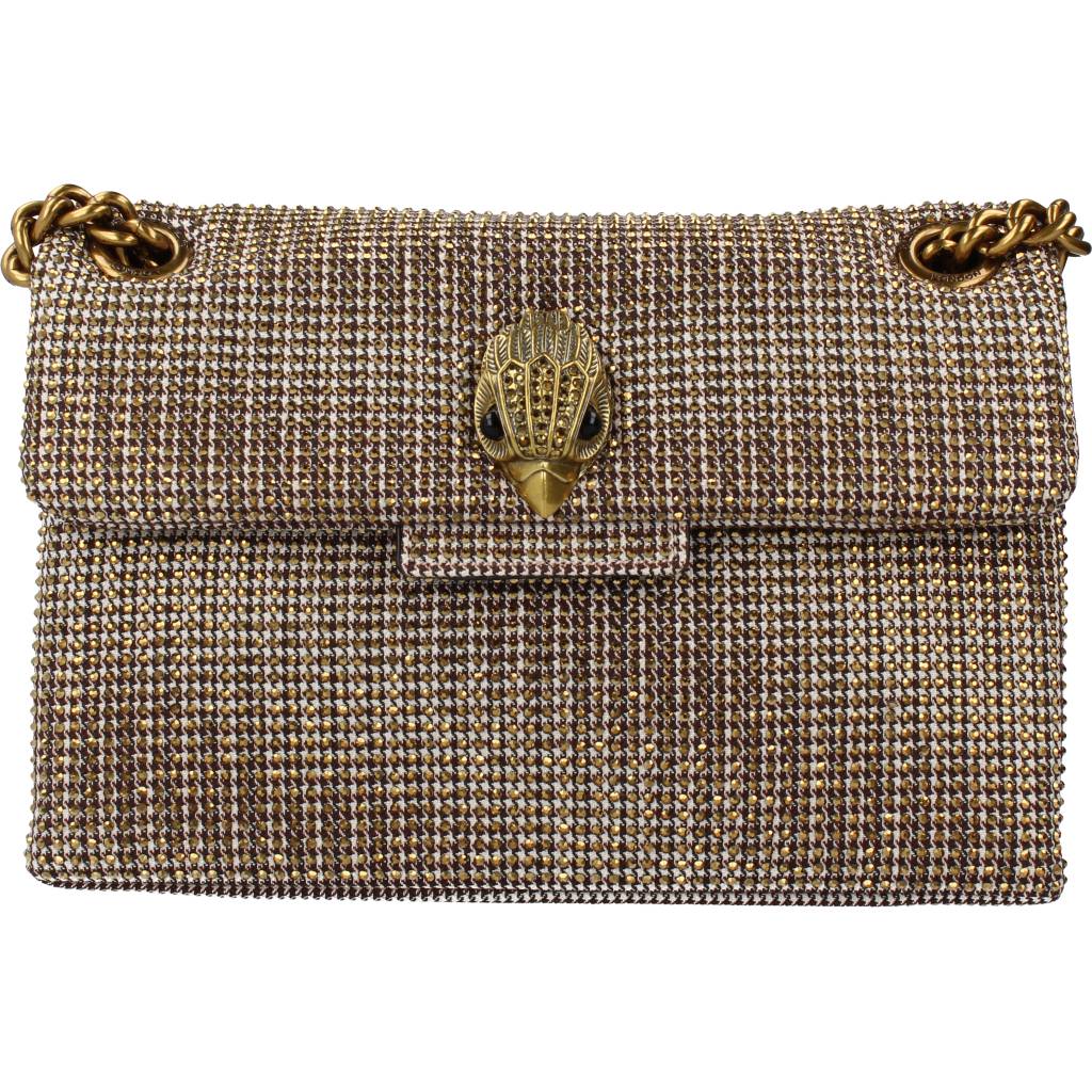 KURT GEIGER LONDON FABRIC MINI KENSINGTON en color ORO  (5)