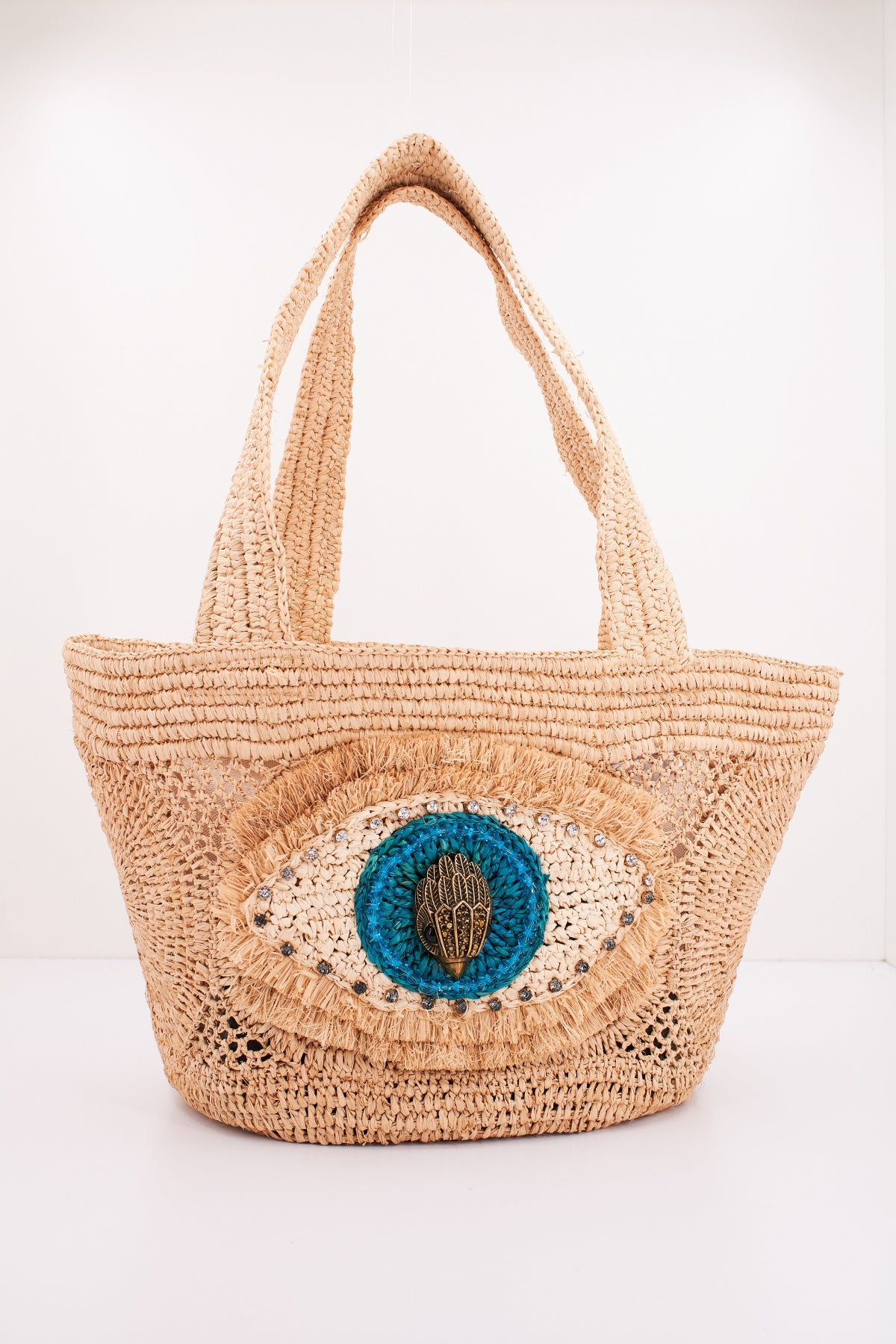 KURT GEIGER LONDON RAFFIA EYE BASKET TOTE en color MARRON CLARO  (1)