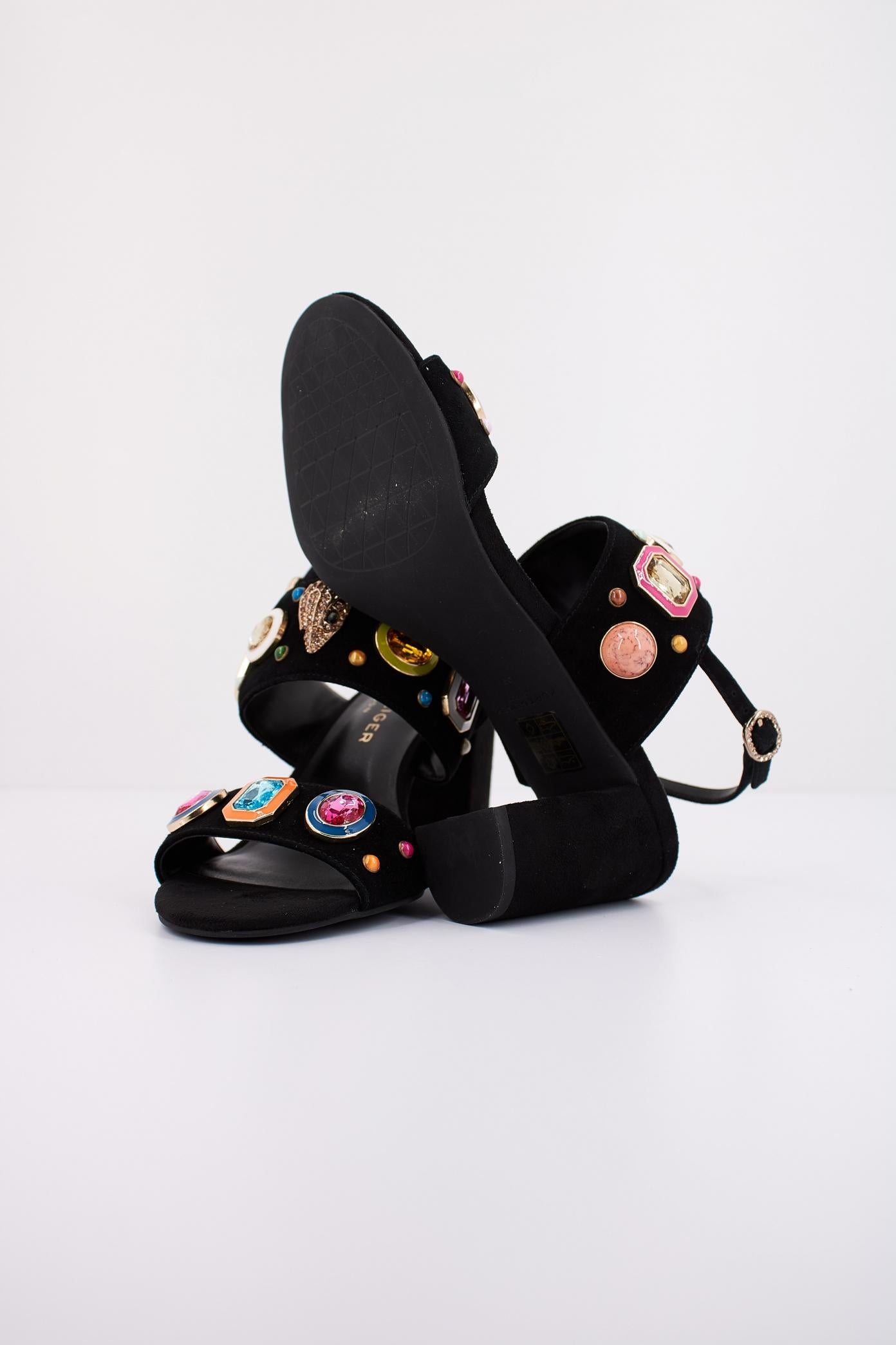 KURT GEIGER LONDON MULTI GEM BLOCK SANDAL en color NEGRO  (5)