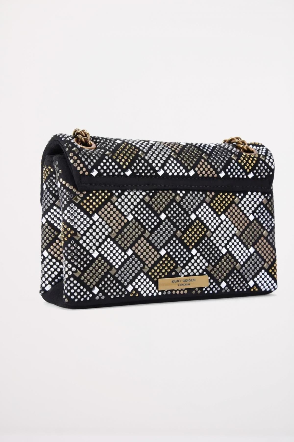 KURT GEIGER LONDON FABRIC MINI KENSINGTON en color NEGRO  (3)