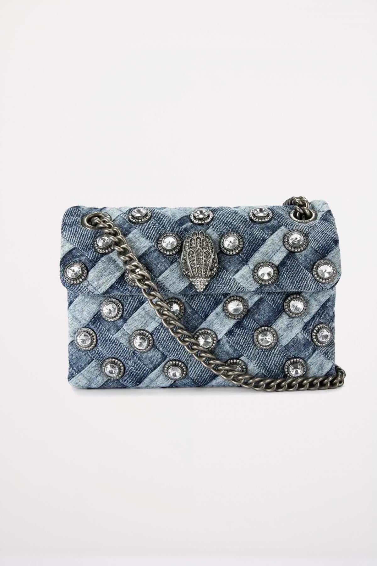 KURT GEIGER LONDON CRYSTALS MINI KENSINGTON en color AZUL  (1)