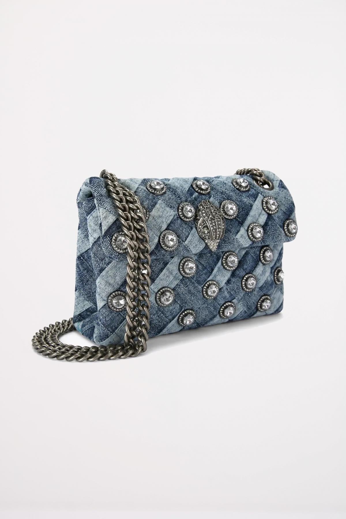 KURT GEIGER LONDON CRYSTALS MINI KENSINGTON en color AZUL  (2)