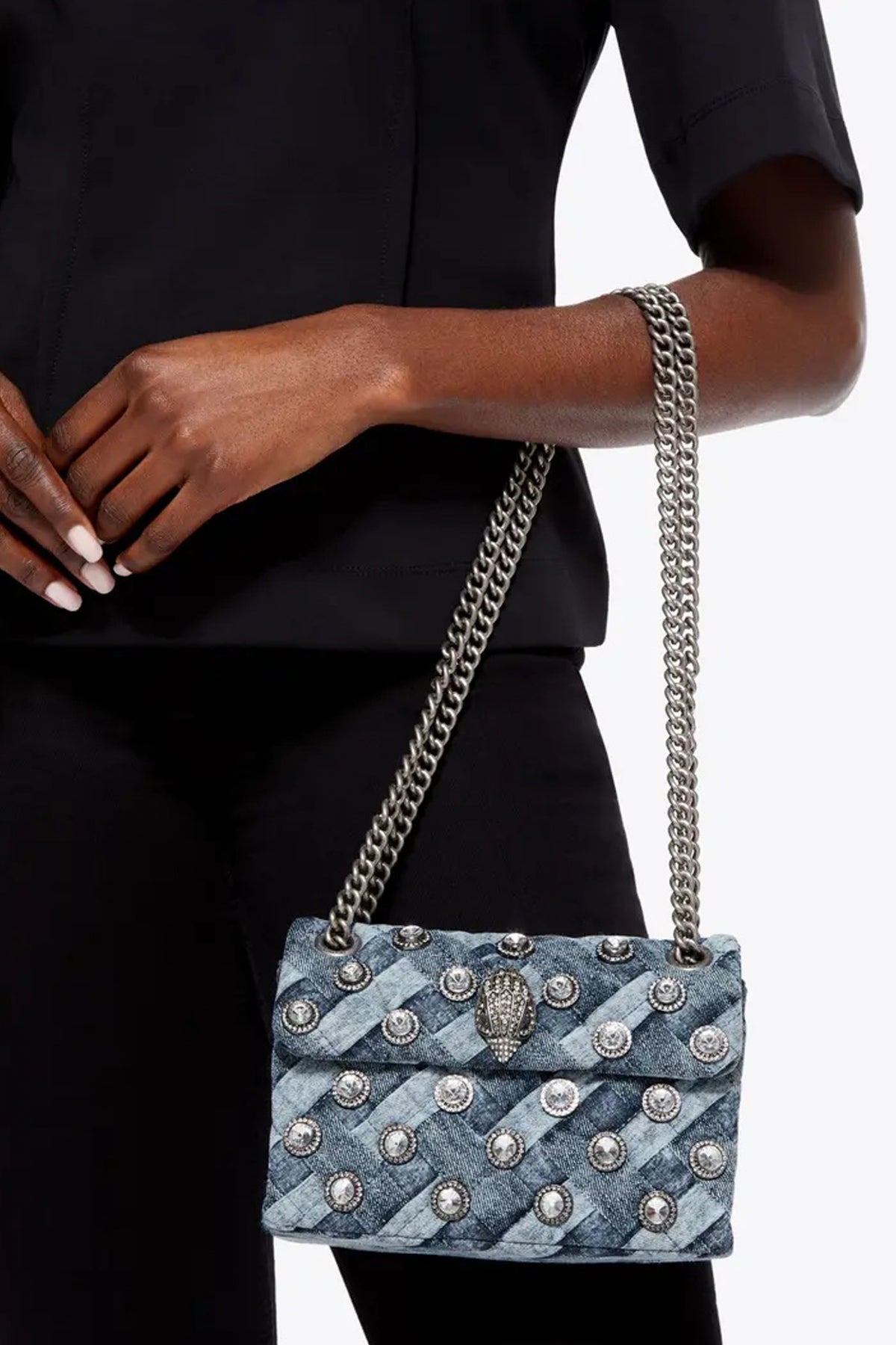 KURT GEIGER LONDON CRYSTALS MINI KENSINGTON en color AZUL  (4)