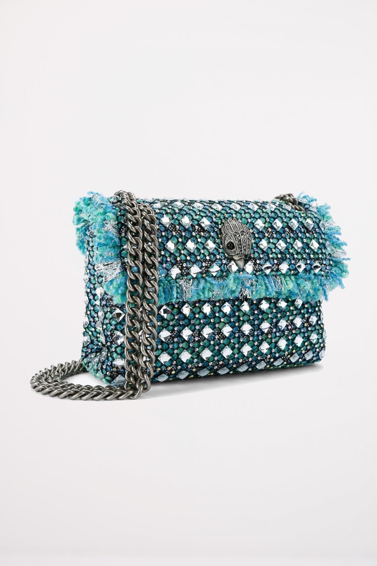 KURT GEIGER LONDON  TWEED MINI KENSINGTON en color AZUL  (2)