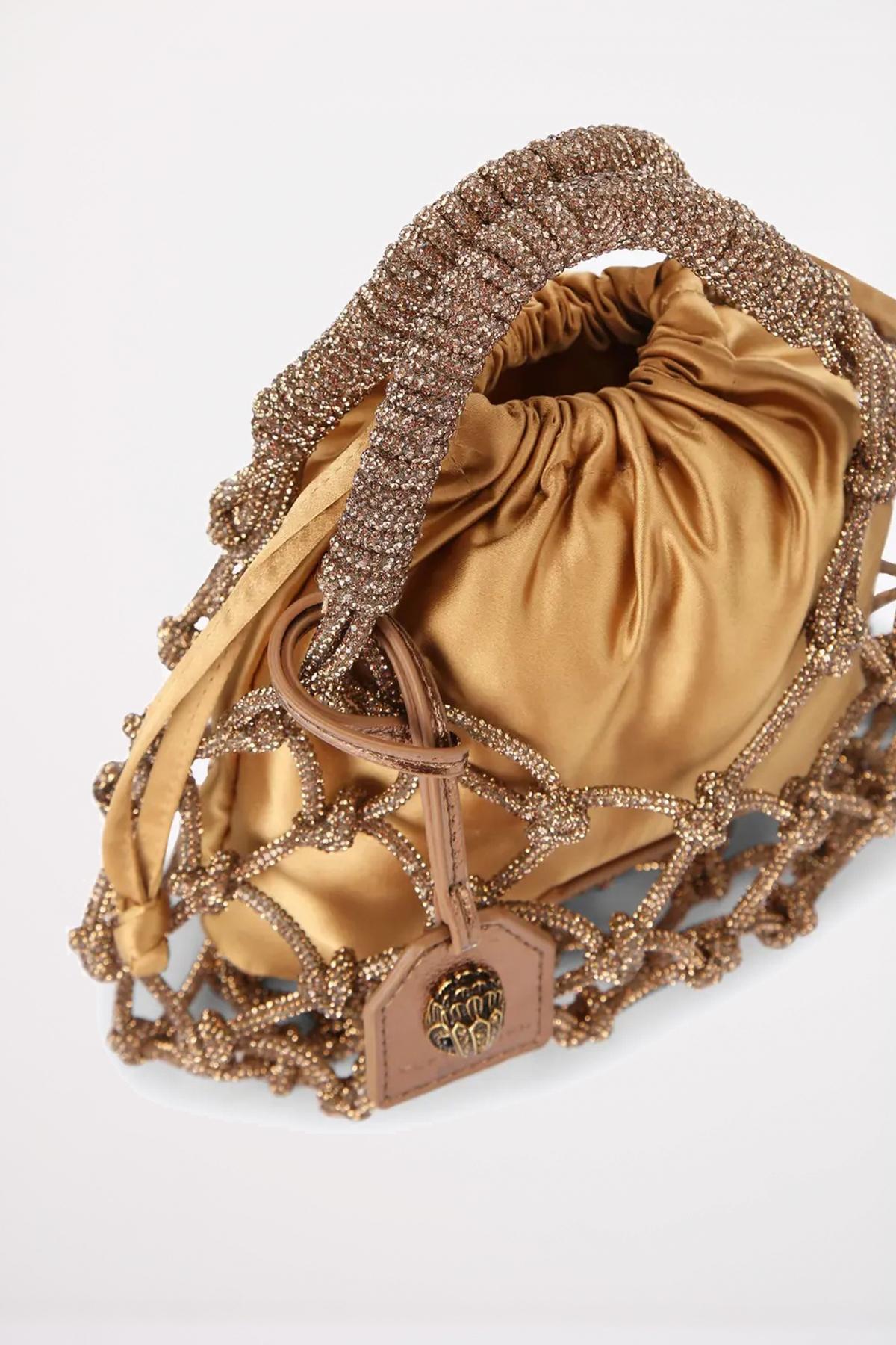 KURT GEIGER LONDON MACRAME CRYSTAL BAG en color BRONCE  (3)