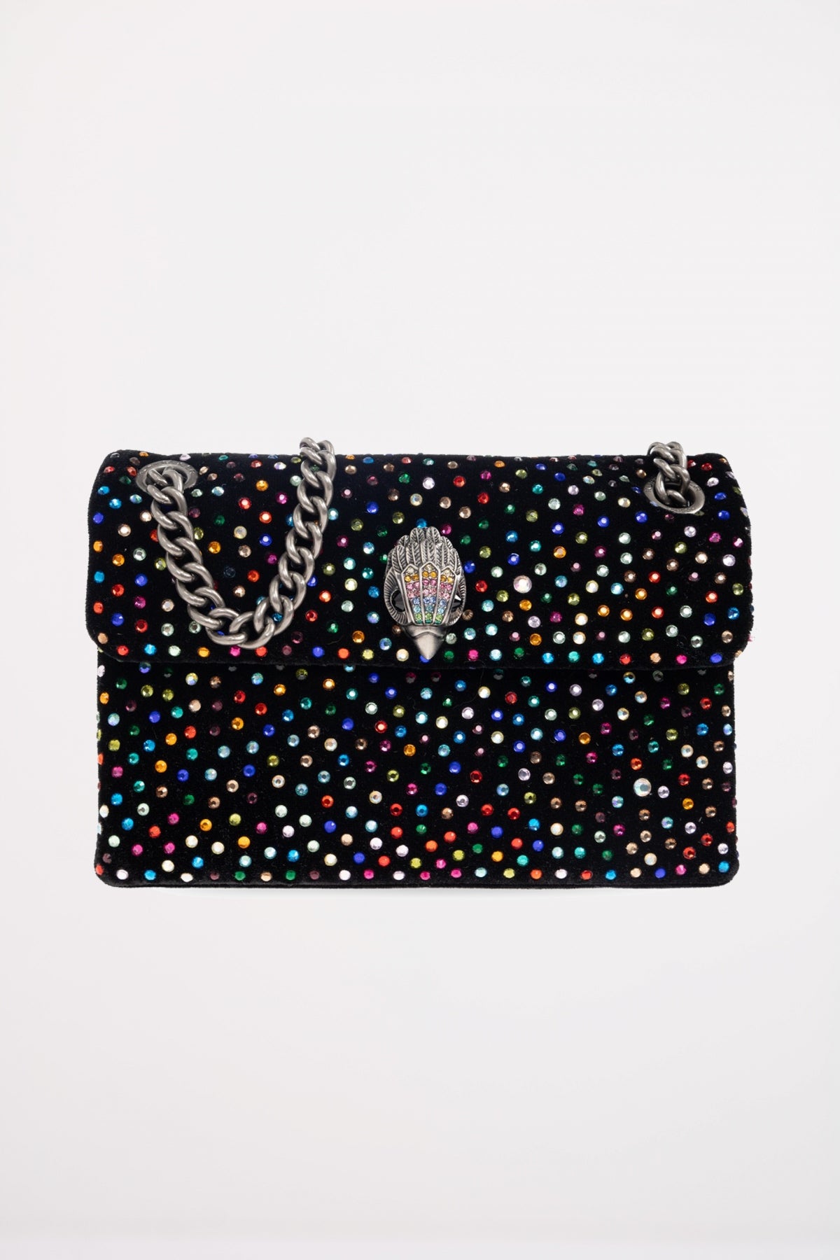 KURT GEIGER LONDON VELVET MINI KENSINGTON en color NEGRO  (1)