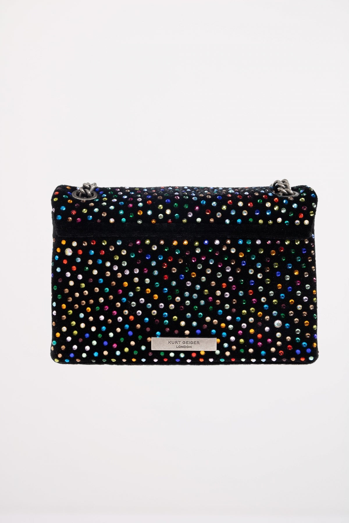 KURT GEIGER LONDON VELVET MINI KENSINGTON en color NEGRO  (2)