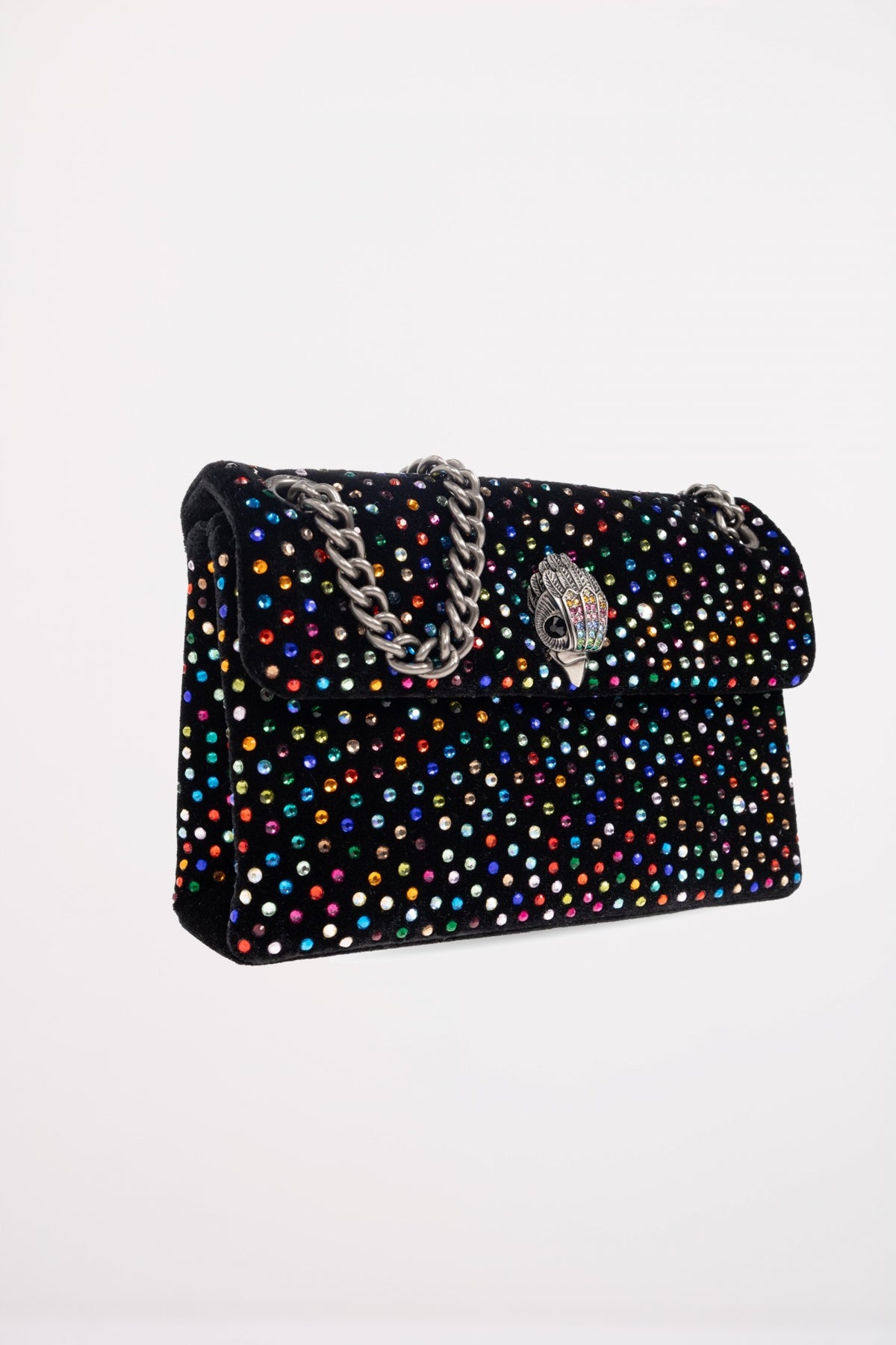 KURT GEIGER LONDON VELVET MINI KENSINGTON en color NEGRO  (3)