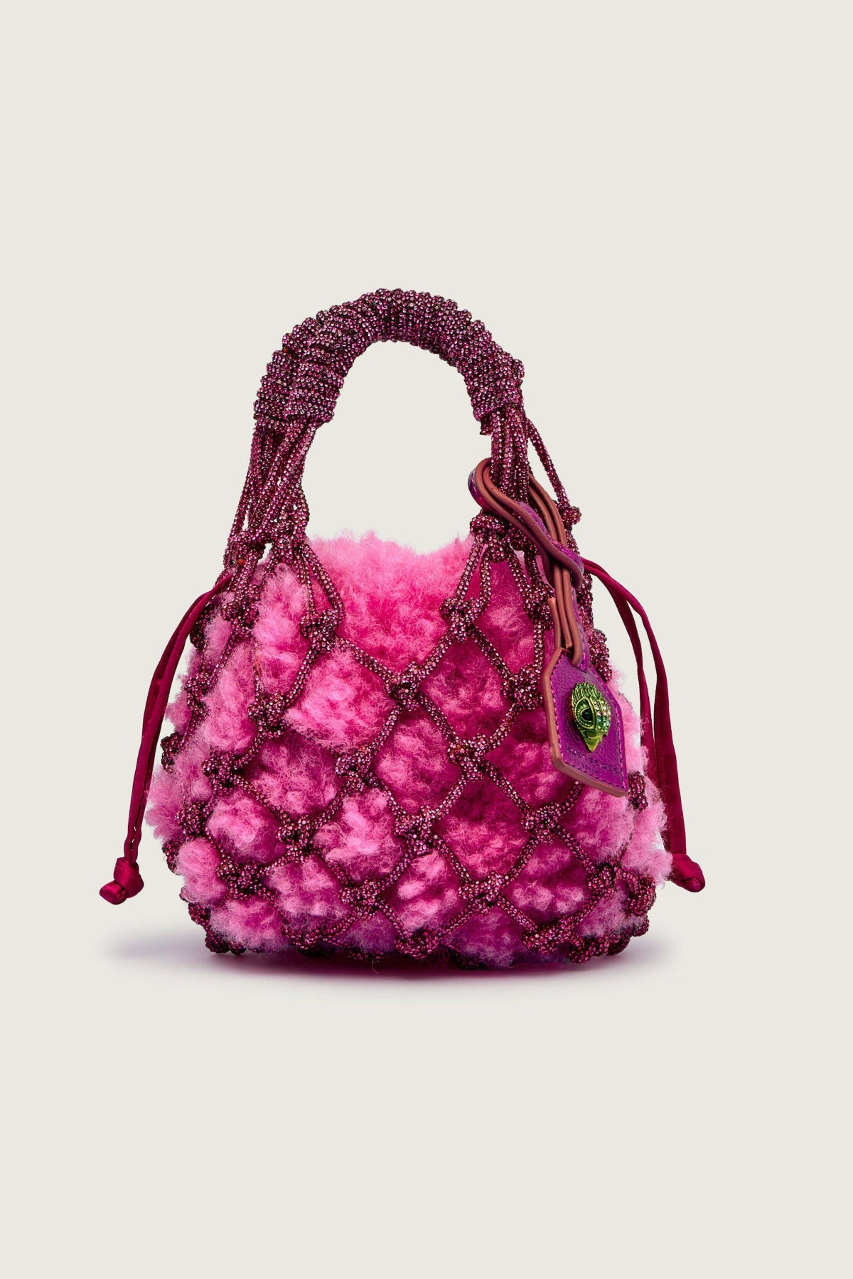 KURT GEIGER LONDON SM MACRAME CRYSTAL BAG en color ROSA  (2)