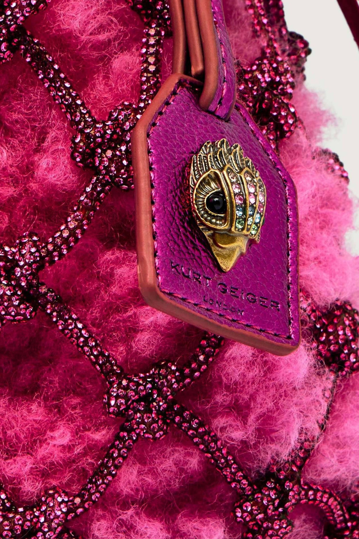 KURT GEIGER LONDON SM MACRAME CRYSTAL BAG en color ROSA  (4)