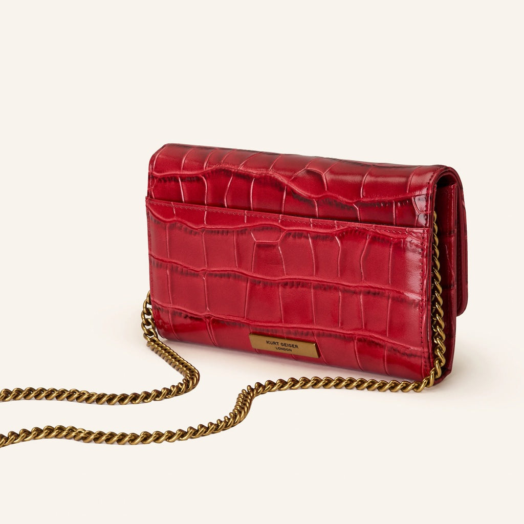 KURT GEIGER LONDON KENSINGTON CHAIN WALLET en color ROJO  (5)