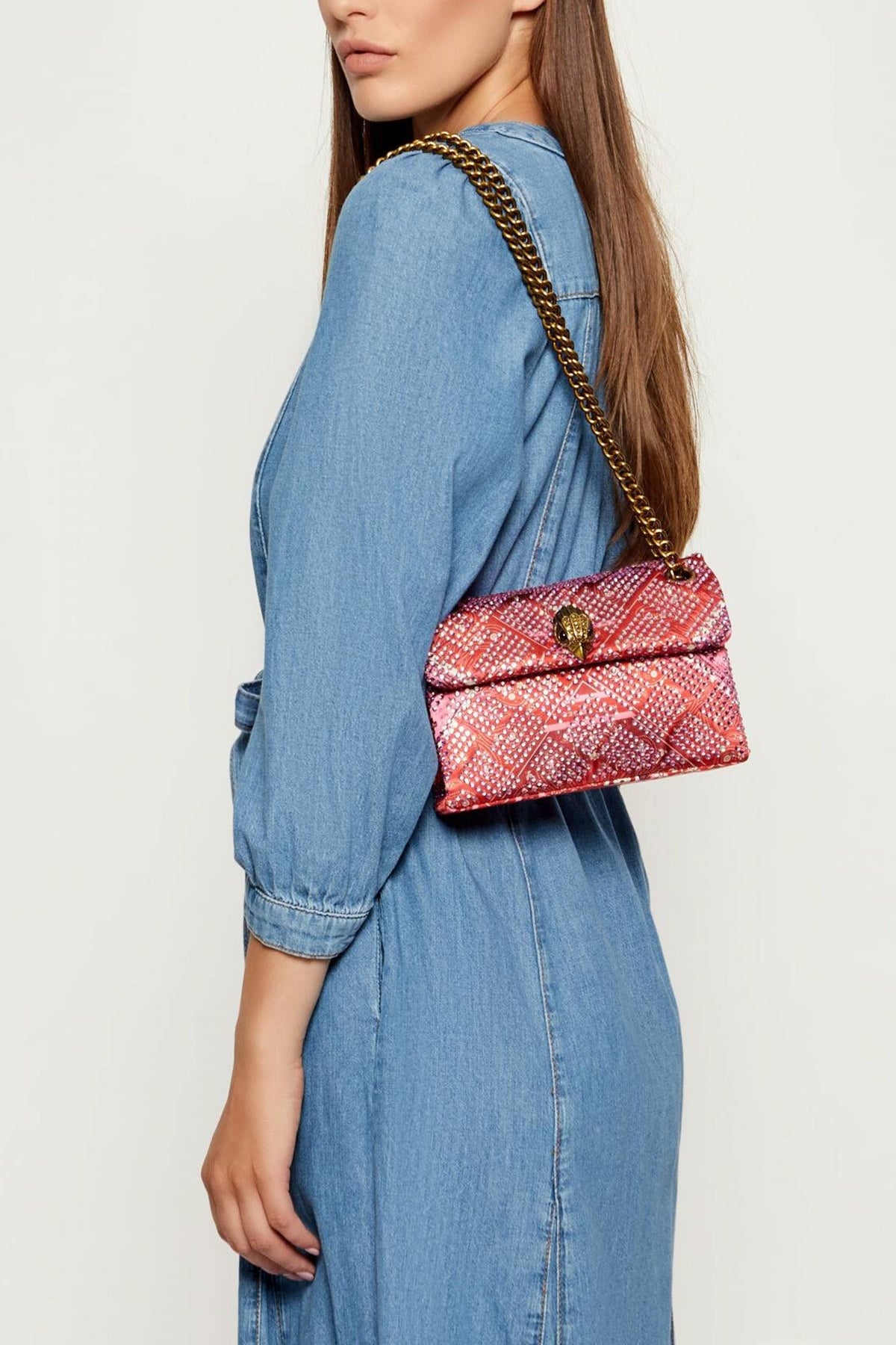 KURT GEIGER LONDON  FABRIC MINI KENSINGTON  en color ROJO  (4)